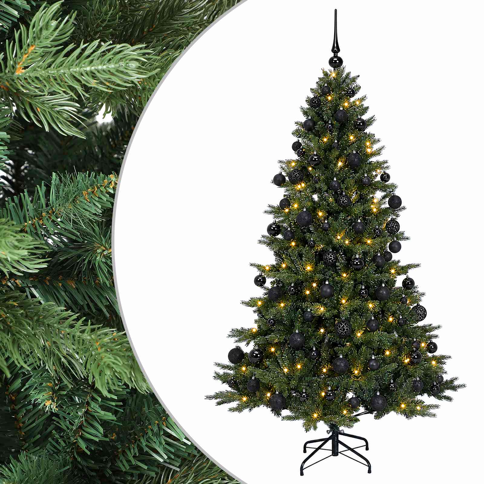 Albero di Natale artificiale con palline 180 cm 300 LED