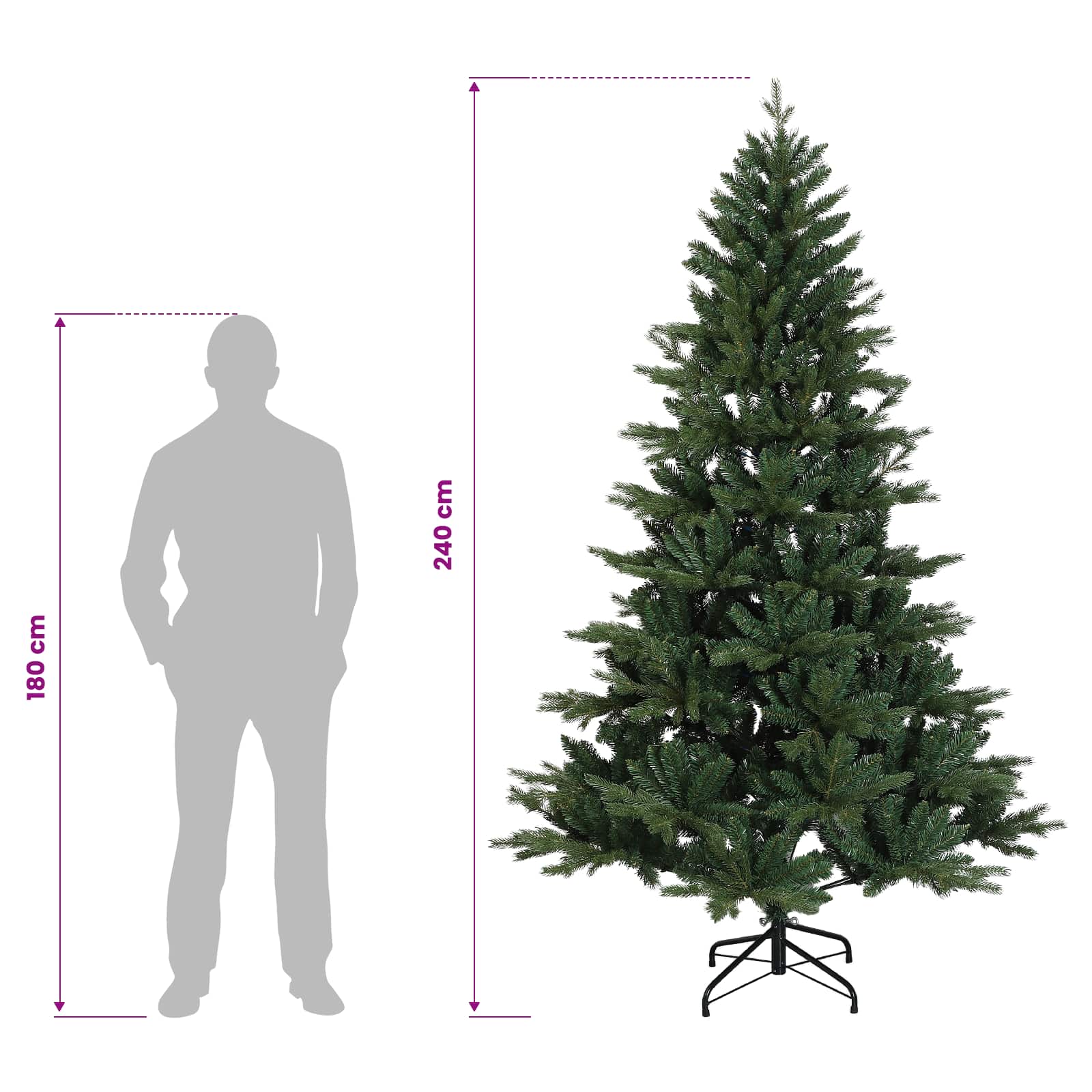Albero di Natale artificiale con palline 240 cm 300 LED