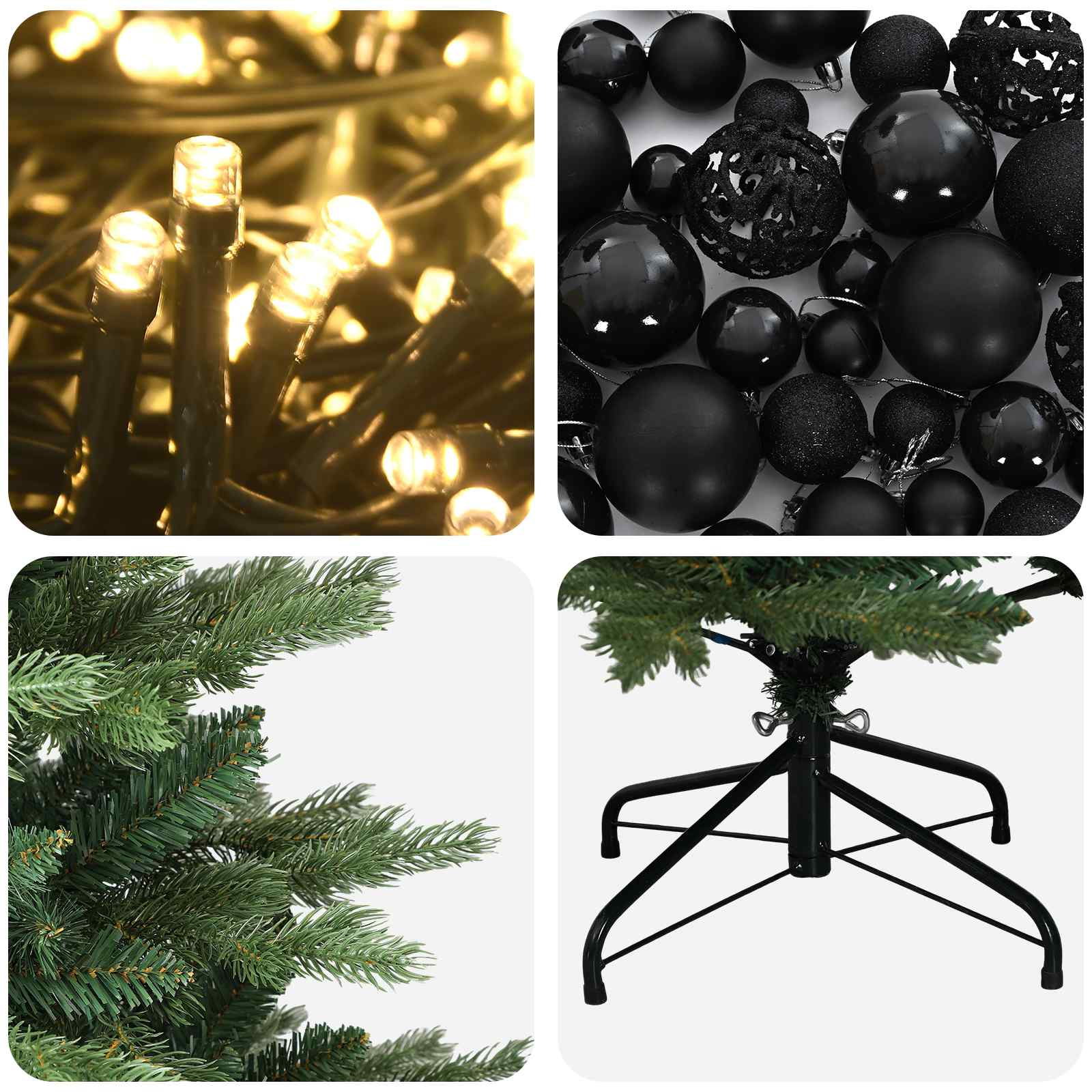 Albero di Natale artificiale con palline 240 cm 300 LED