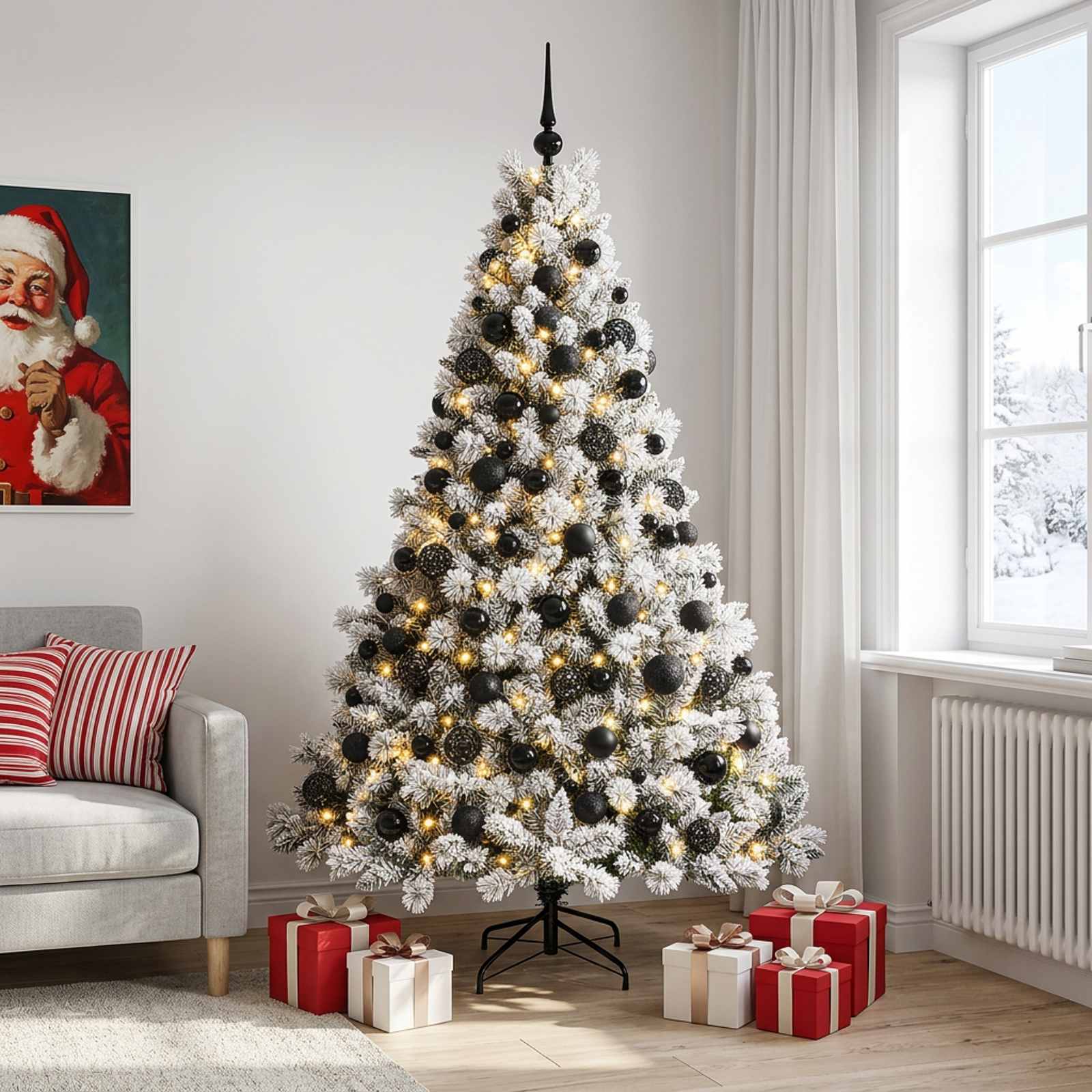 Albero di Natale Artificiale con Palline 210 cm 300 LED