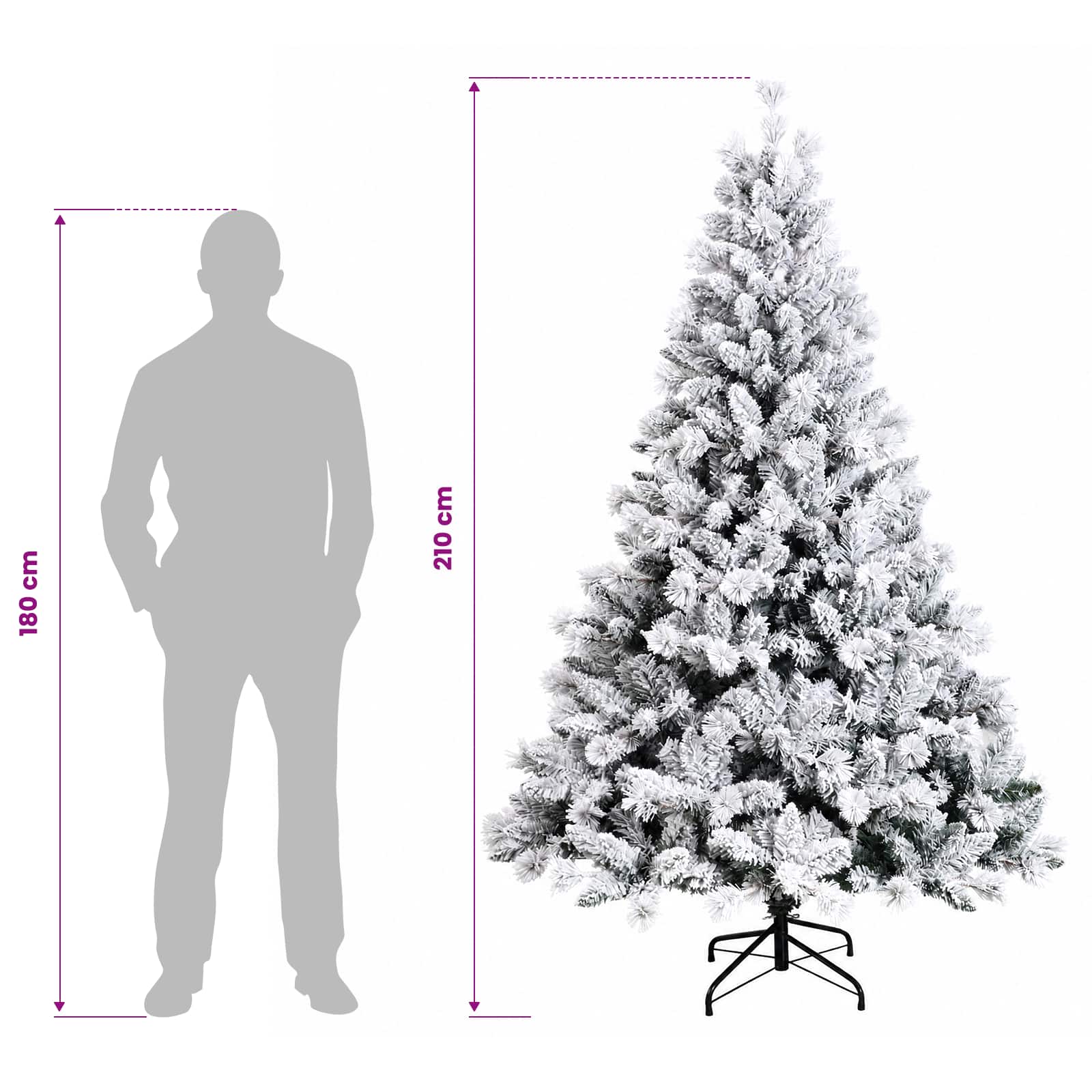 Albero di Natale Artificiale con Palline 210 cm 300 LED
