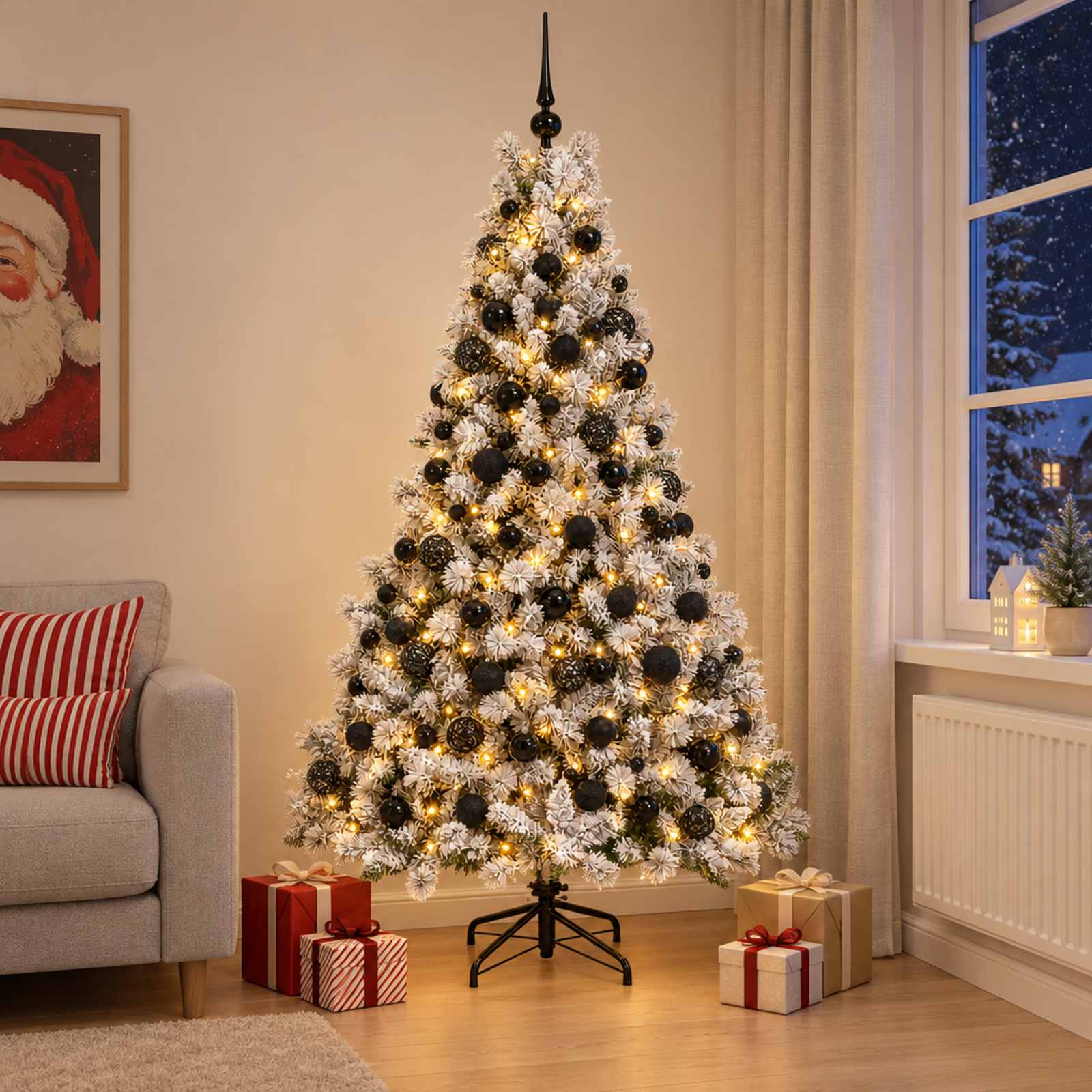 Albero di Natale Artificiale con Palline 210 cm 300 LED