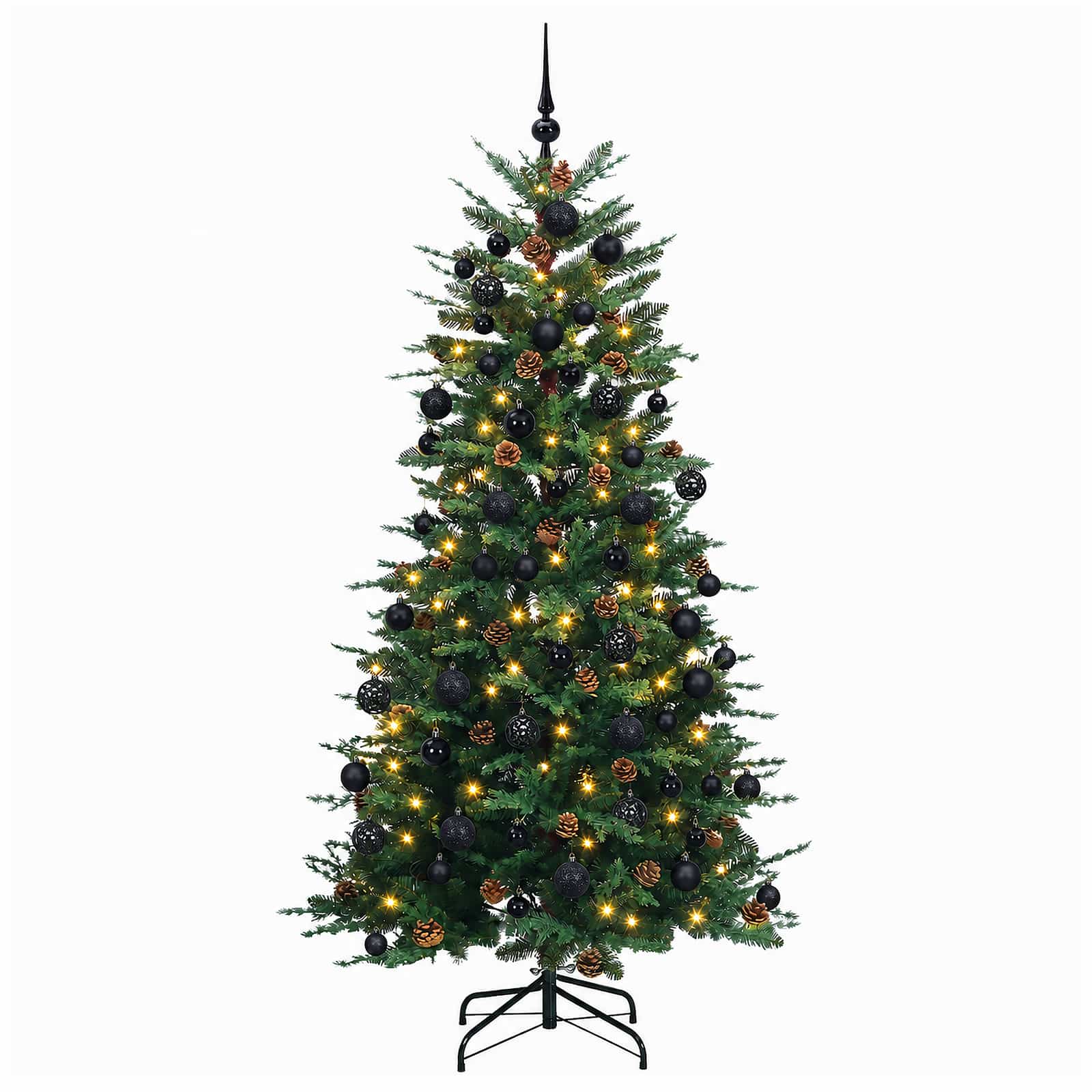 Albero di Natale artificiale con palline 210 cm 300 LED