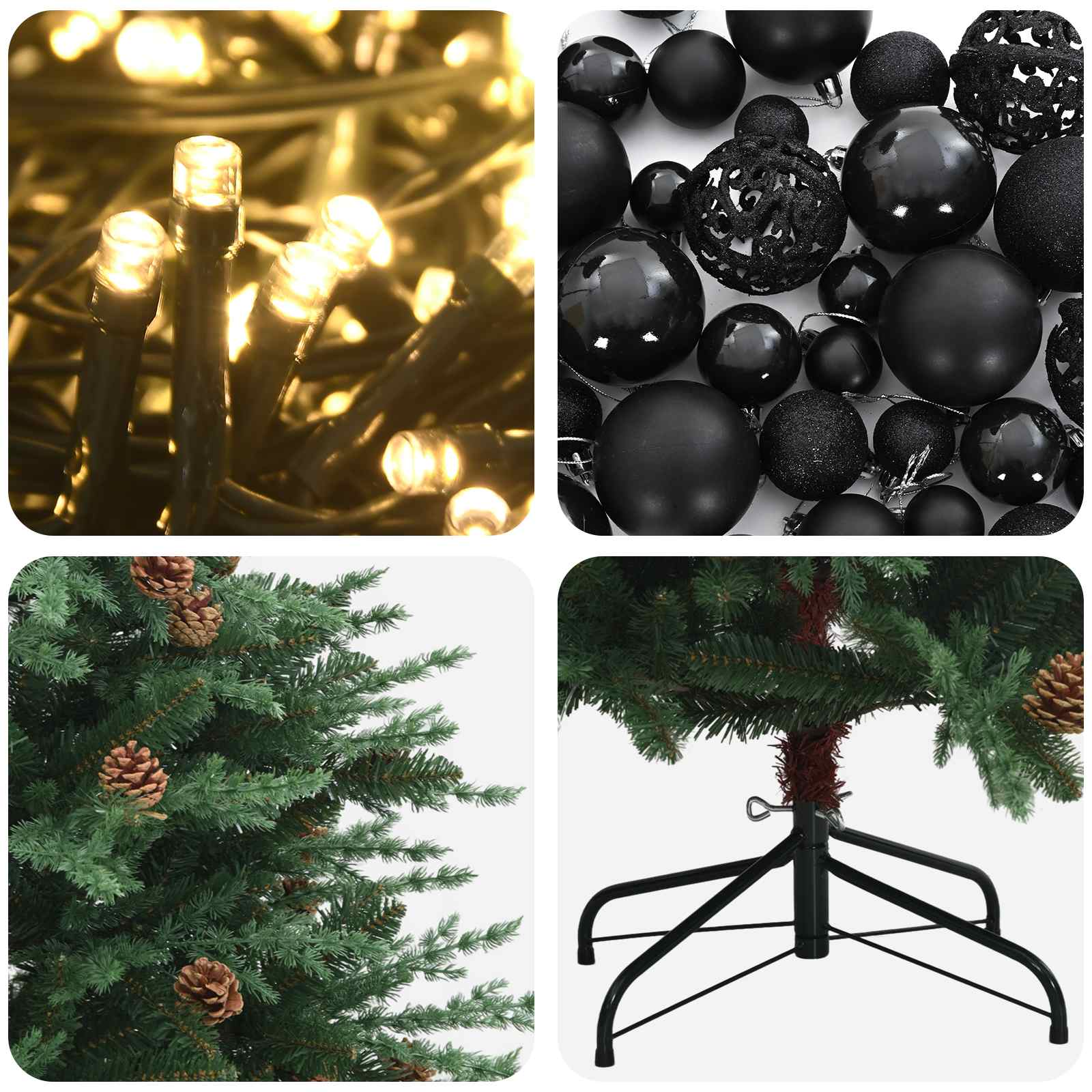 Albero di Natale artificiale con palline 240 cm 300 LED