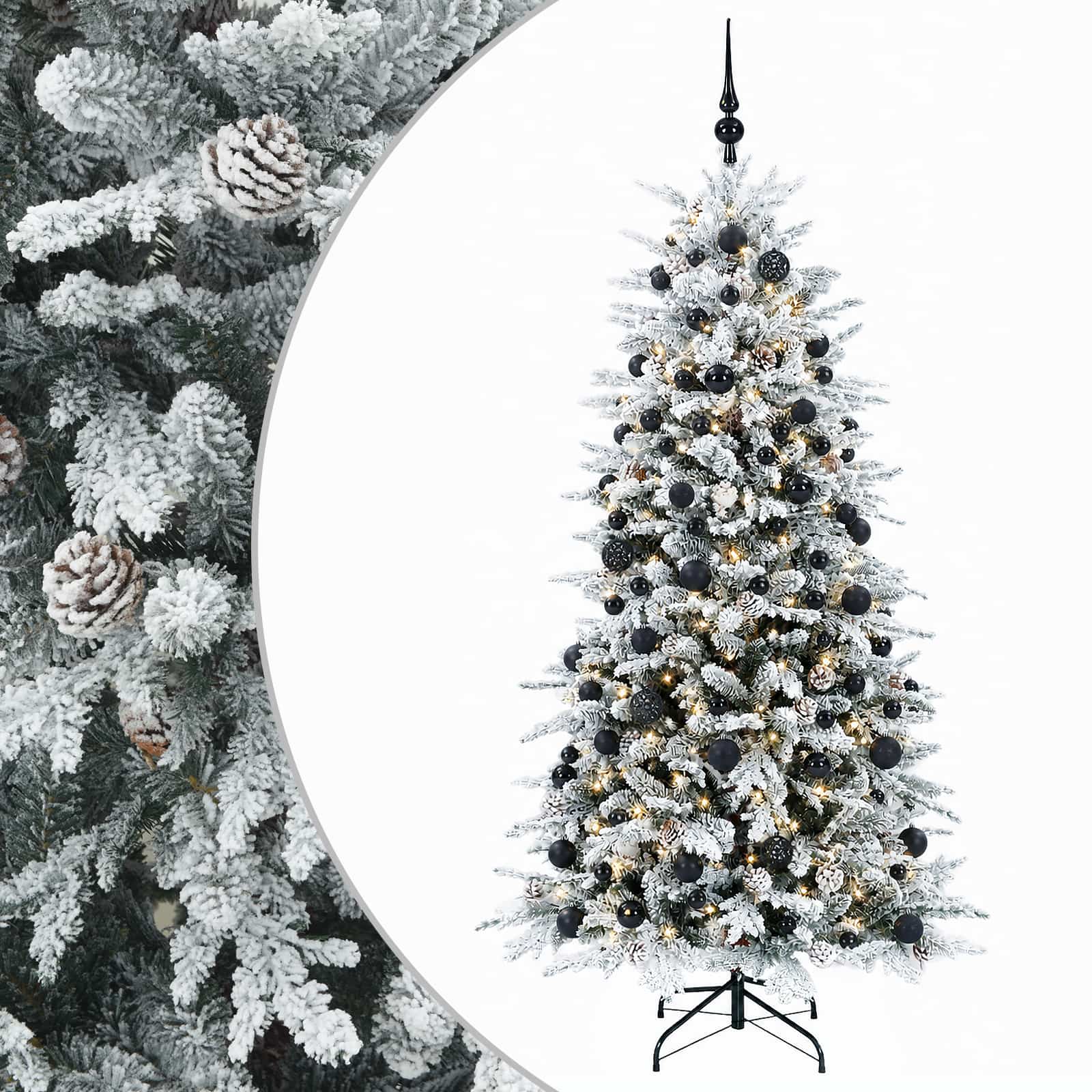 Albero di Natale artificiale con palline 210 cm 300 LED