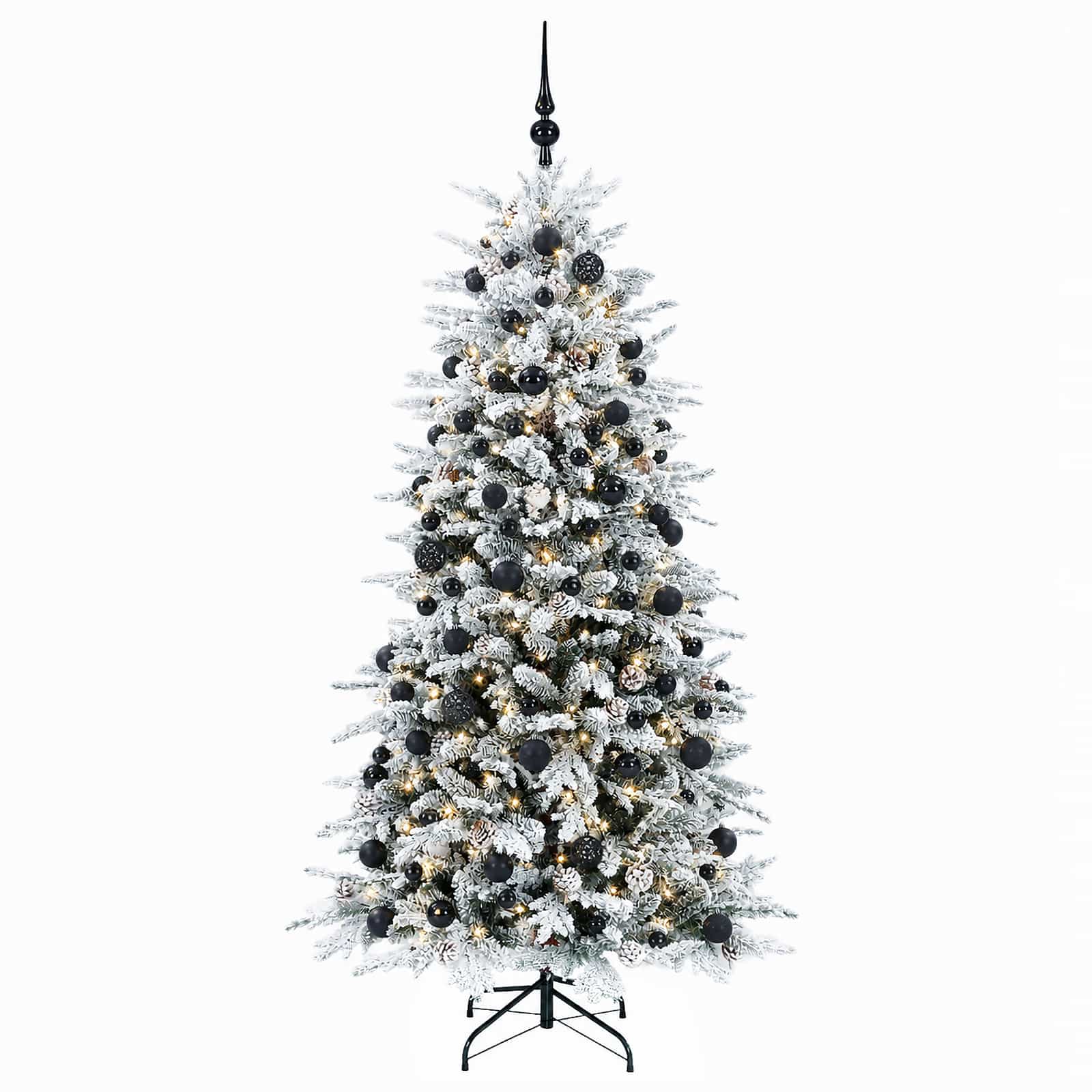 Albero di Natale artificiale con palline 210 cm 300 LED