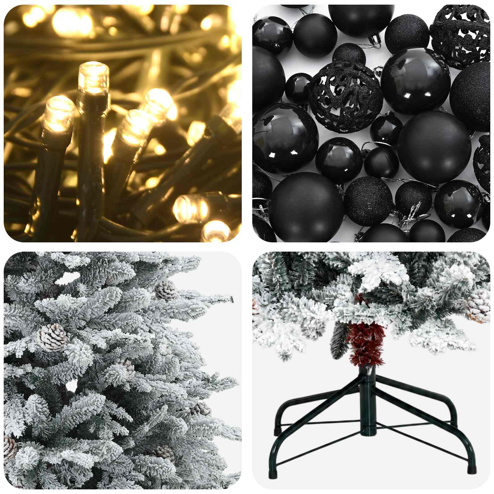 Albero di Natale artificiale con palline 210 cm 300 LED