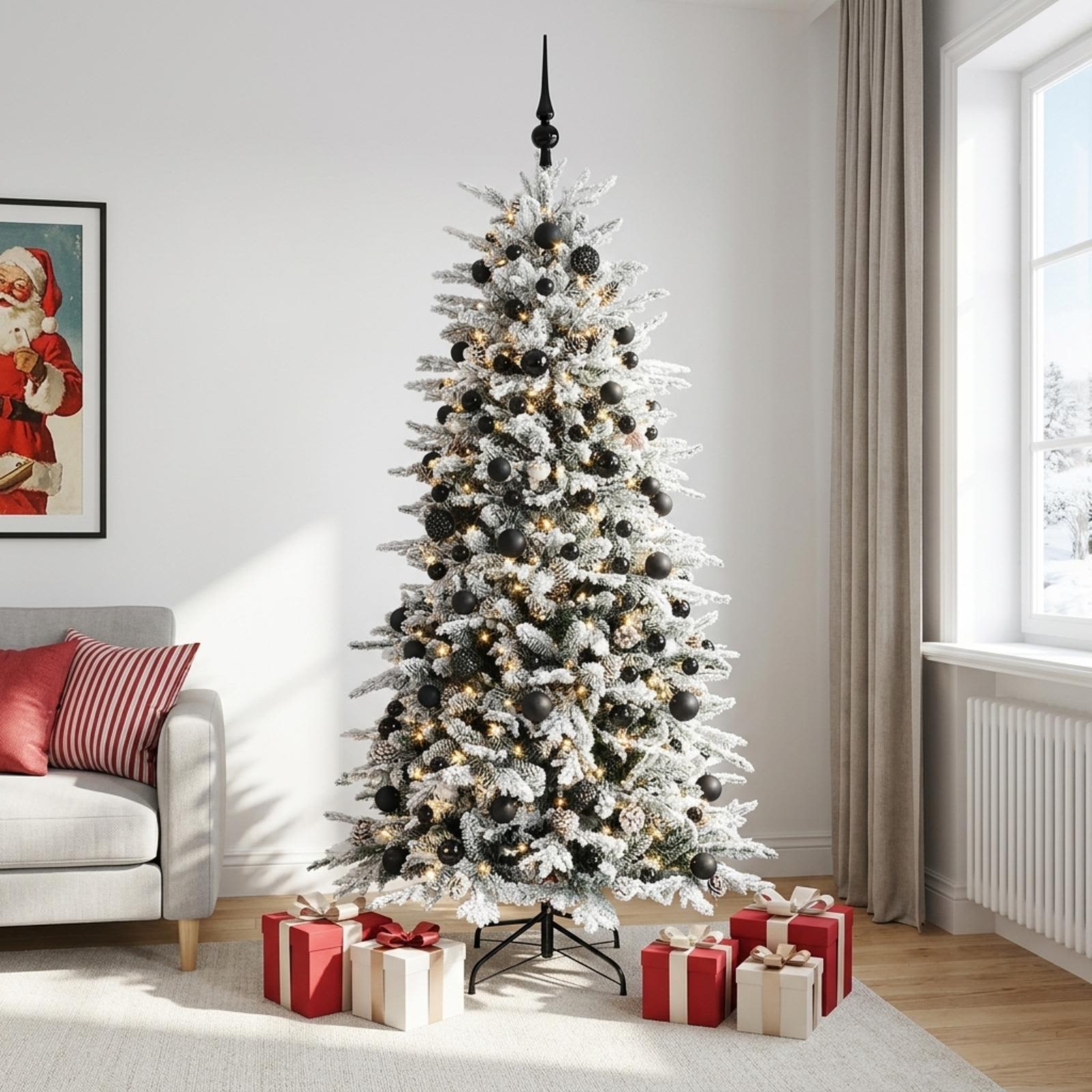 Albero di Natale artificiale con palline 240 cm 300 LED