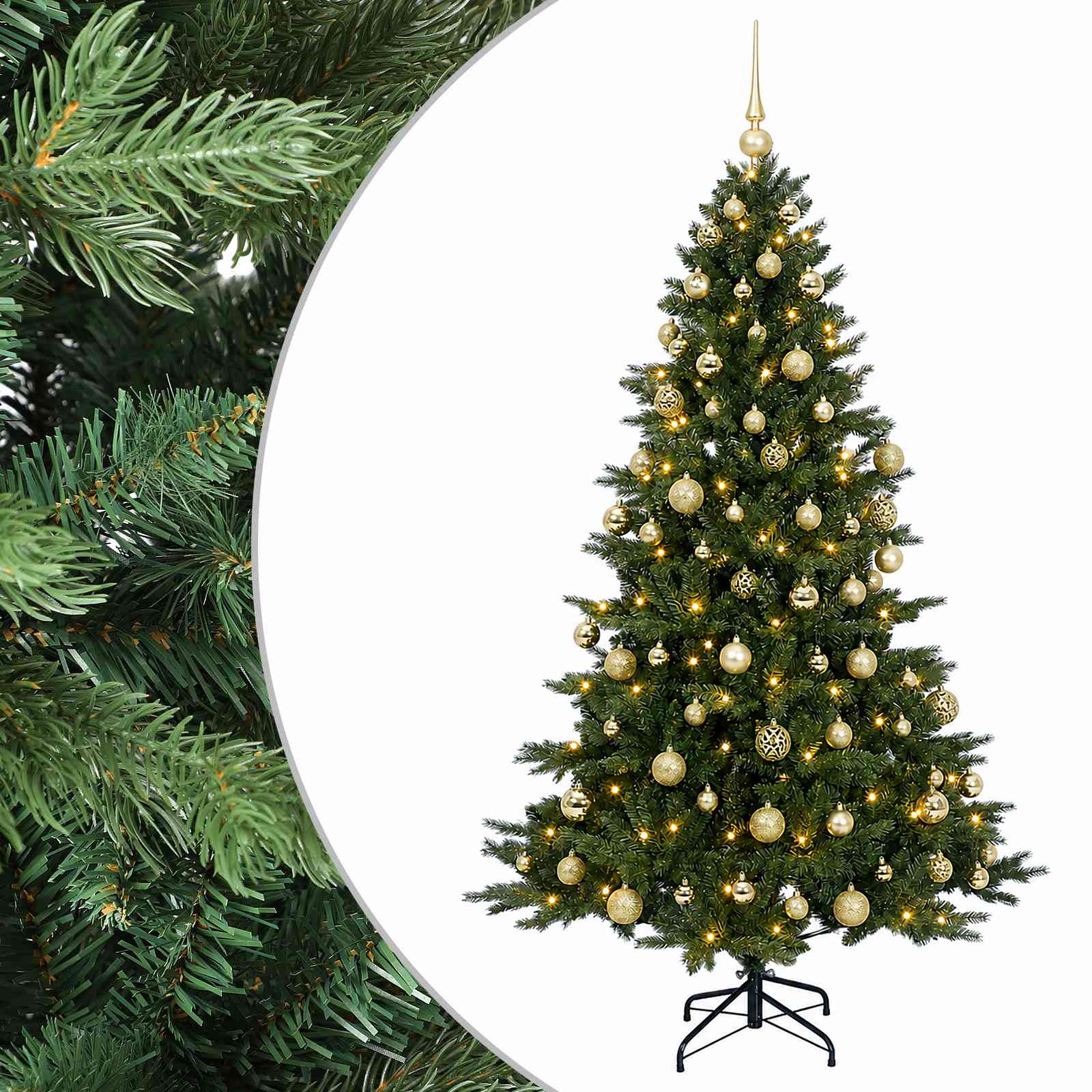 Albero di Natale artificiale con palline 180 cm 300 LED