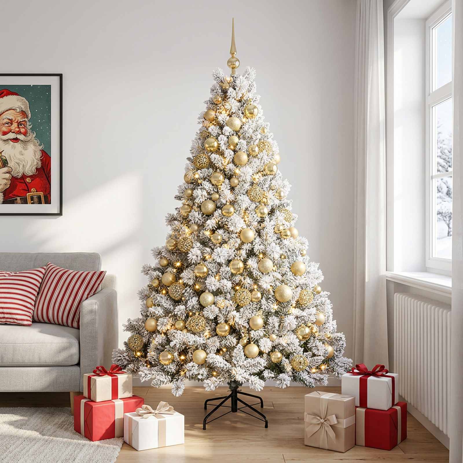 Albero di Natale Artificiale con Palline 240 cm 300 LED