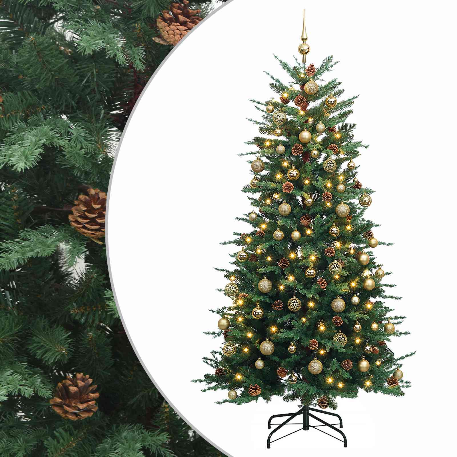 Albero di Natale artificiale con palline 240 cm 300 LED