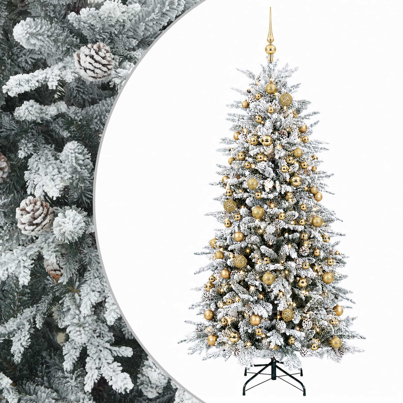 Albero di Natale artificiale con palline 210 cm 300 LED