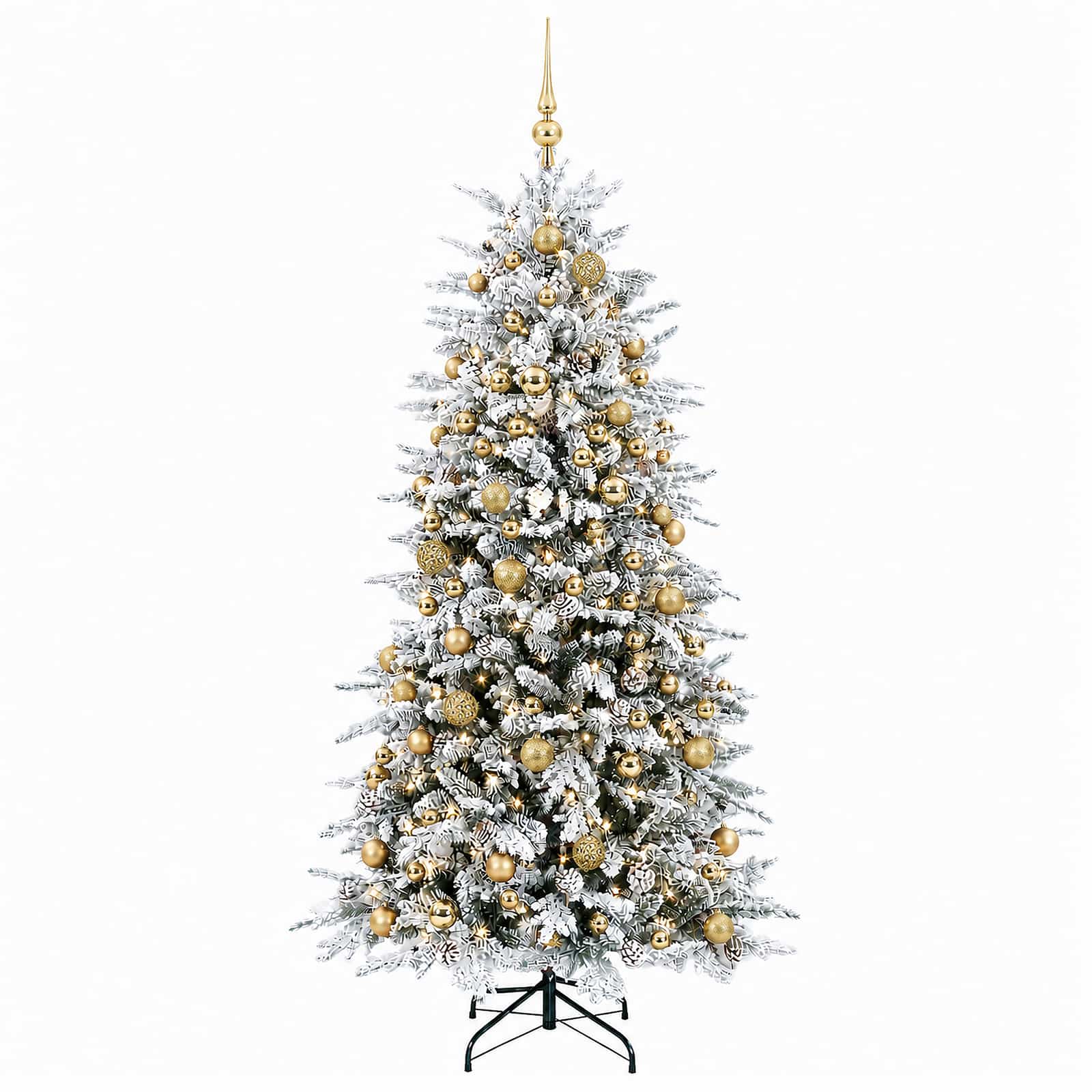 Albero di Natale artificiale con palline 210 cm 300 LED