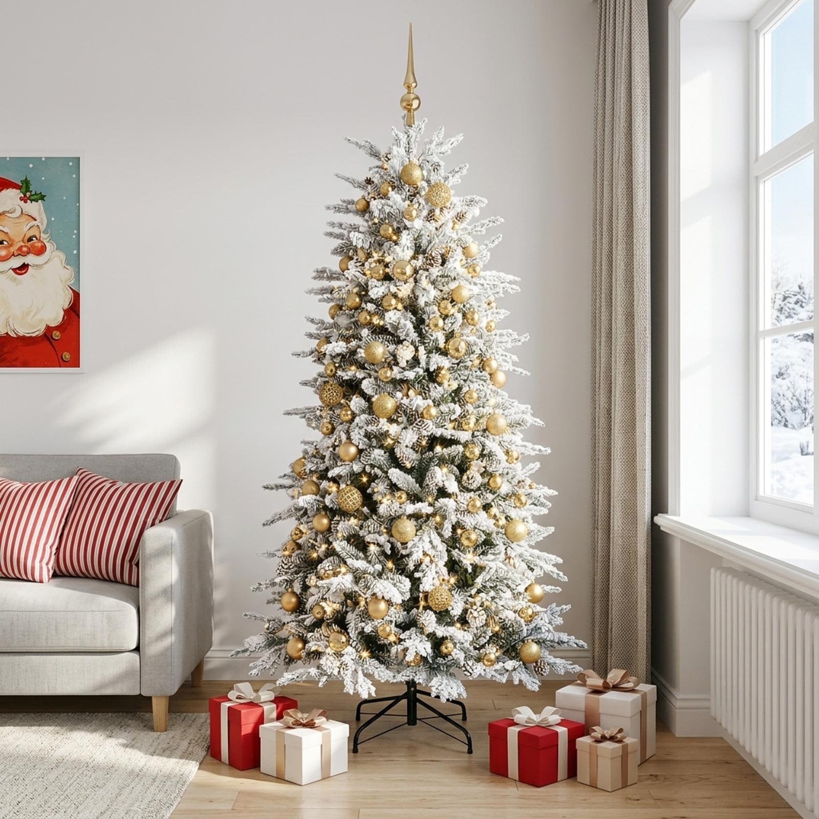 Albero di Natale artificiale con palline 240 cm 300 LED