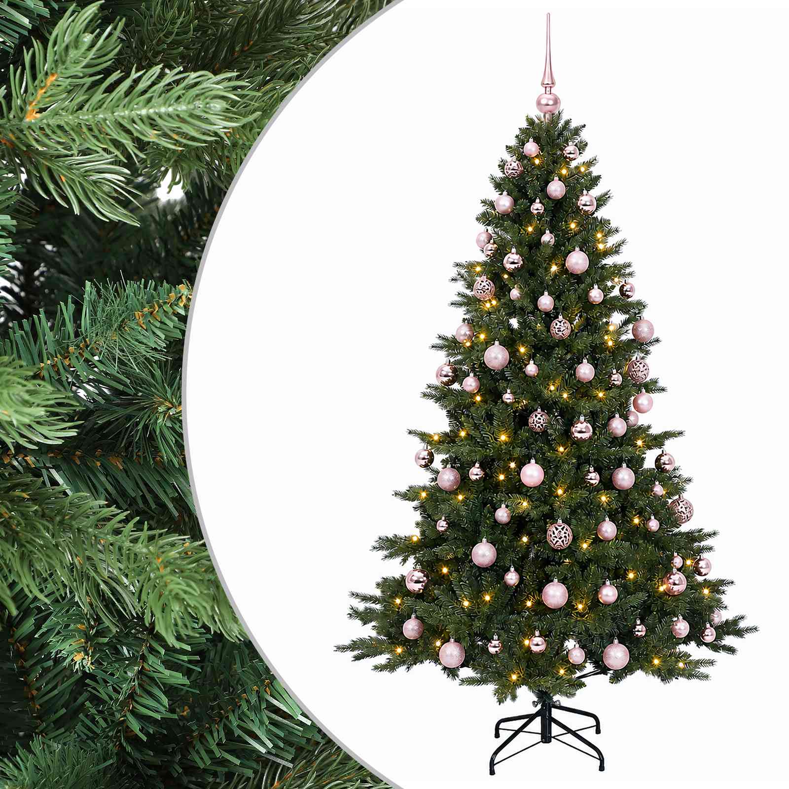 Albero di Natale artificiale con palline 180 cm 300 LED