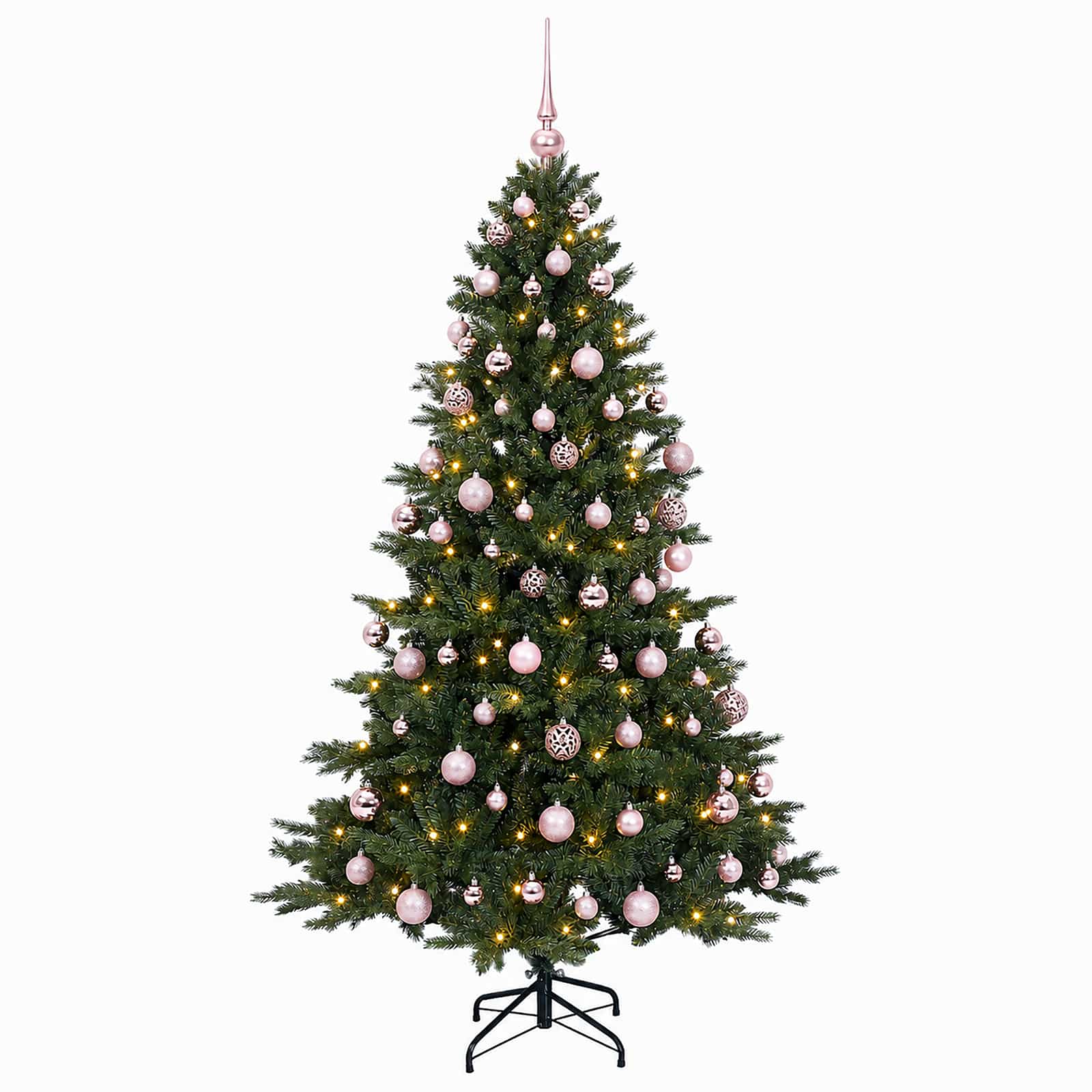 Albero di Natale artificiale con palline 210 cm 300 LED