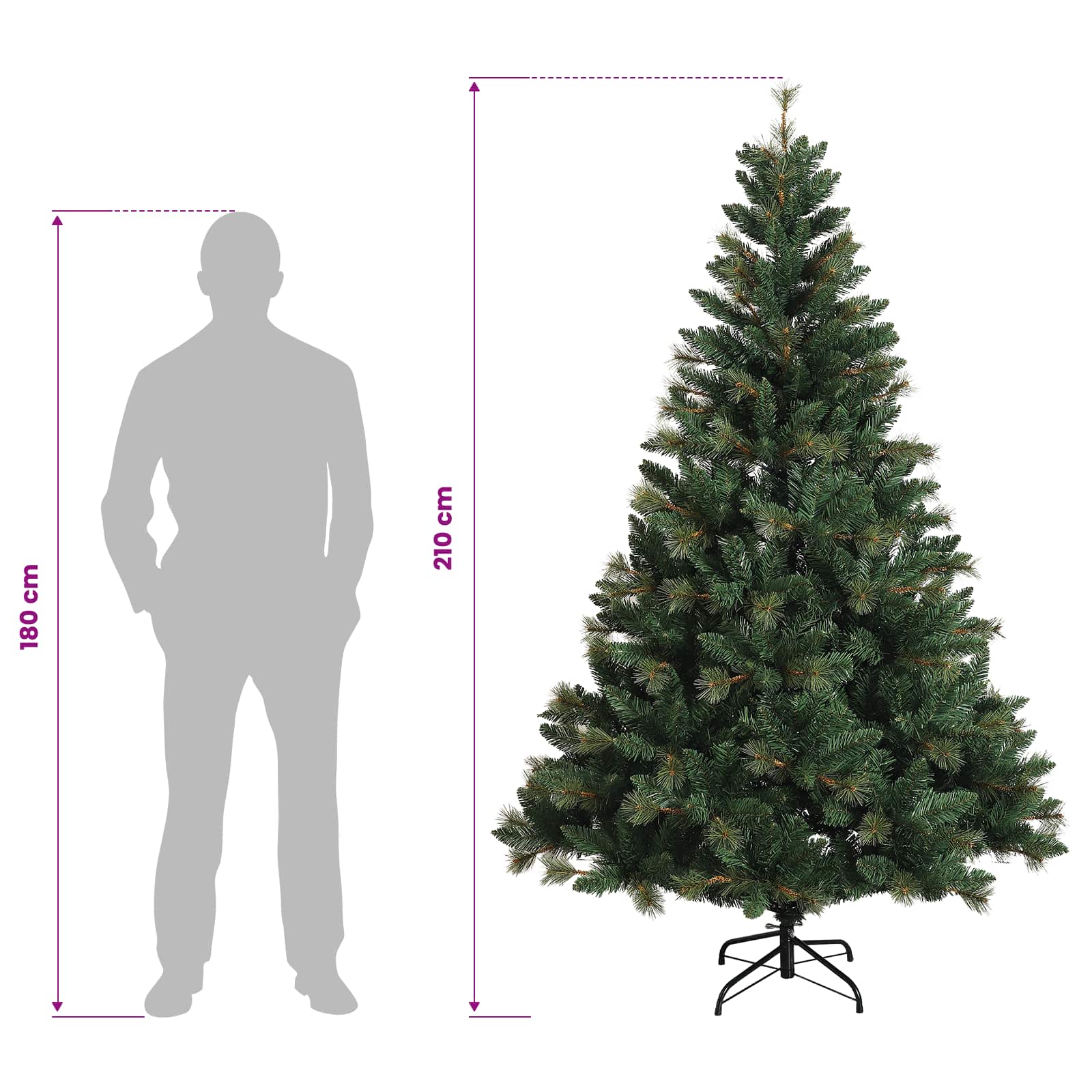 Albero di Natale Artificiale con Palline 210 cm 300 LED