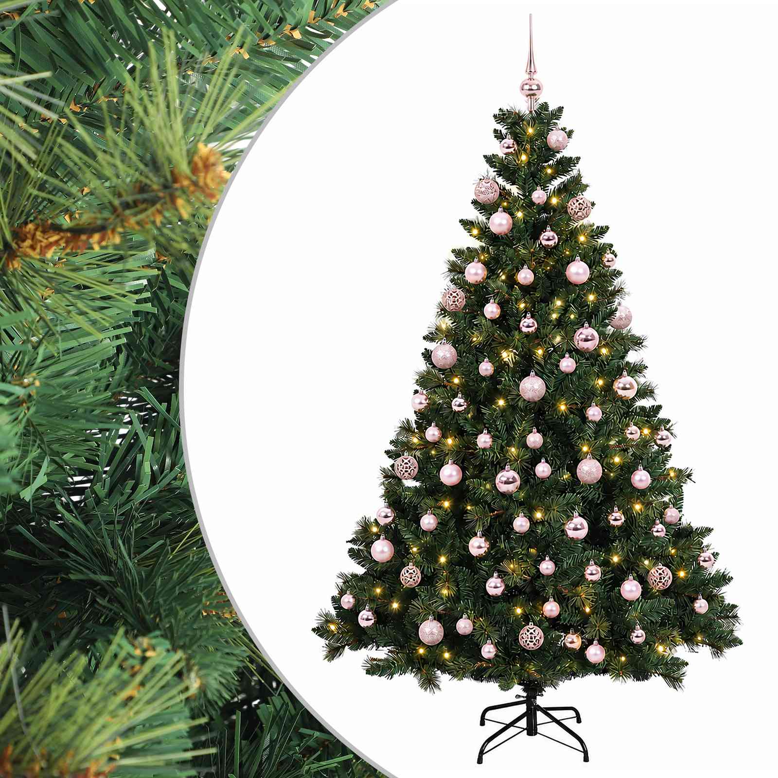 Albero di Natale Artificiale con Palline 210 cm 300 LED