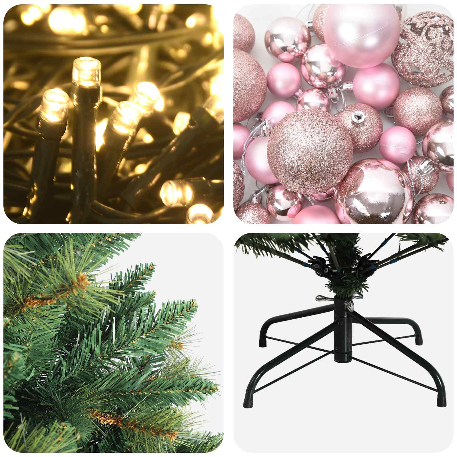Albero di Natale Artificiale con Palline 210 cm 300 LED