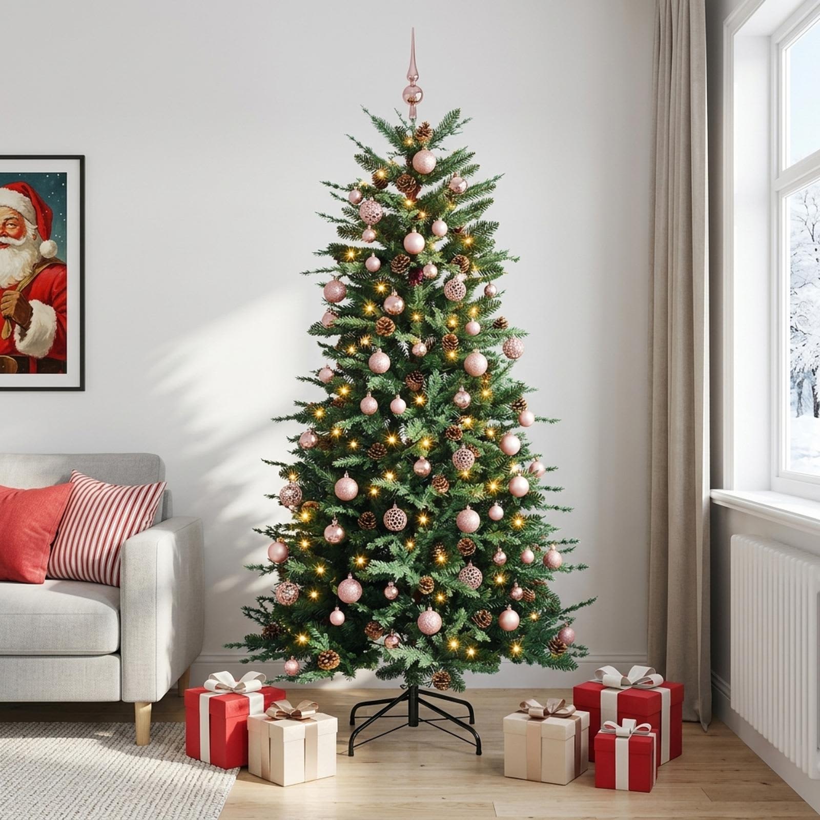 Albero di Natale Artificiale con Rami Pieghevoli 210 cm 300 LED