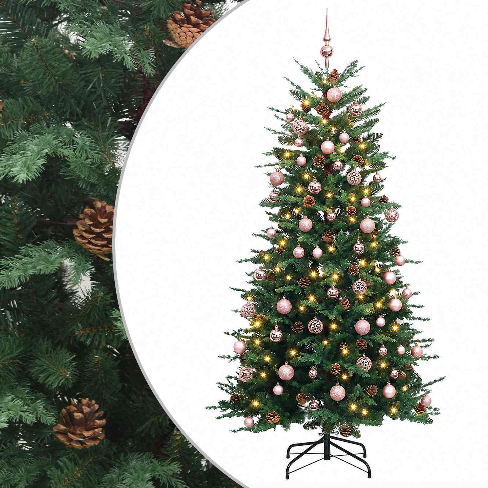Albero di Natale Artificiale con Rami Pieghevoli 240 cm 300 LED