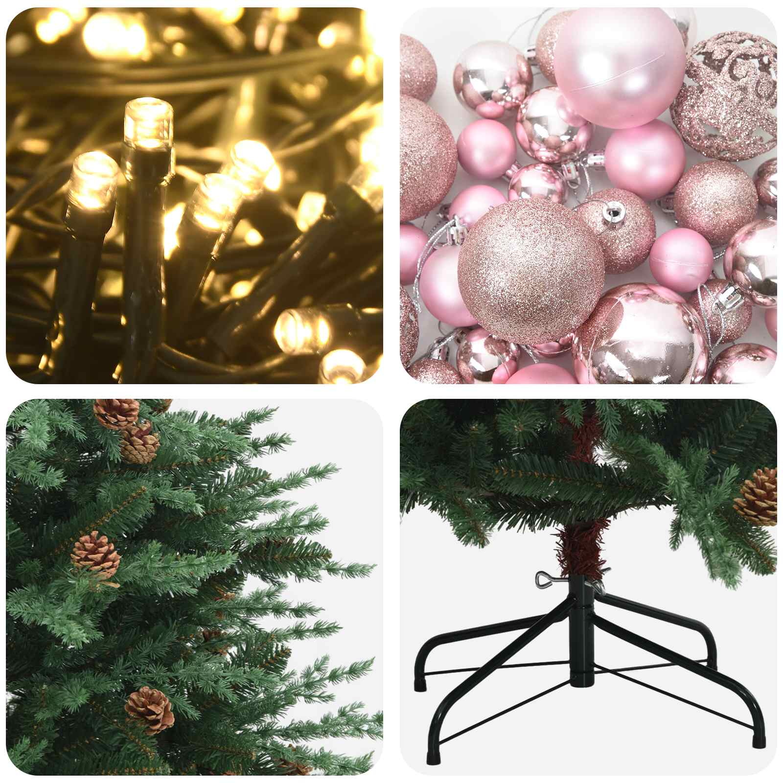 Albero di Natale Artificiale con Rami Pieghevoli 240 cm 300 LED