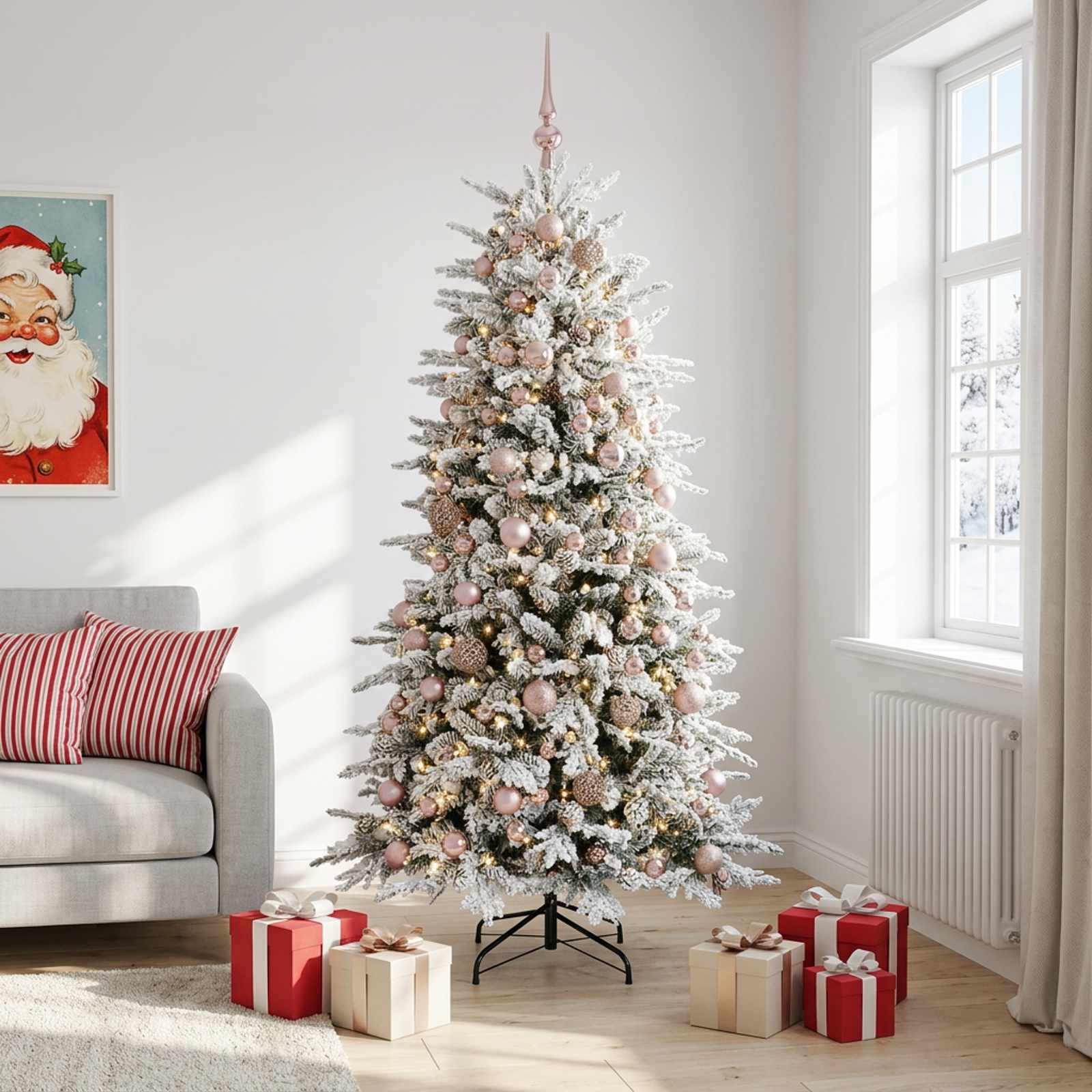Albero di Natale Artificiale con Rami Pieghevoli 210 cm 300 LED