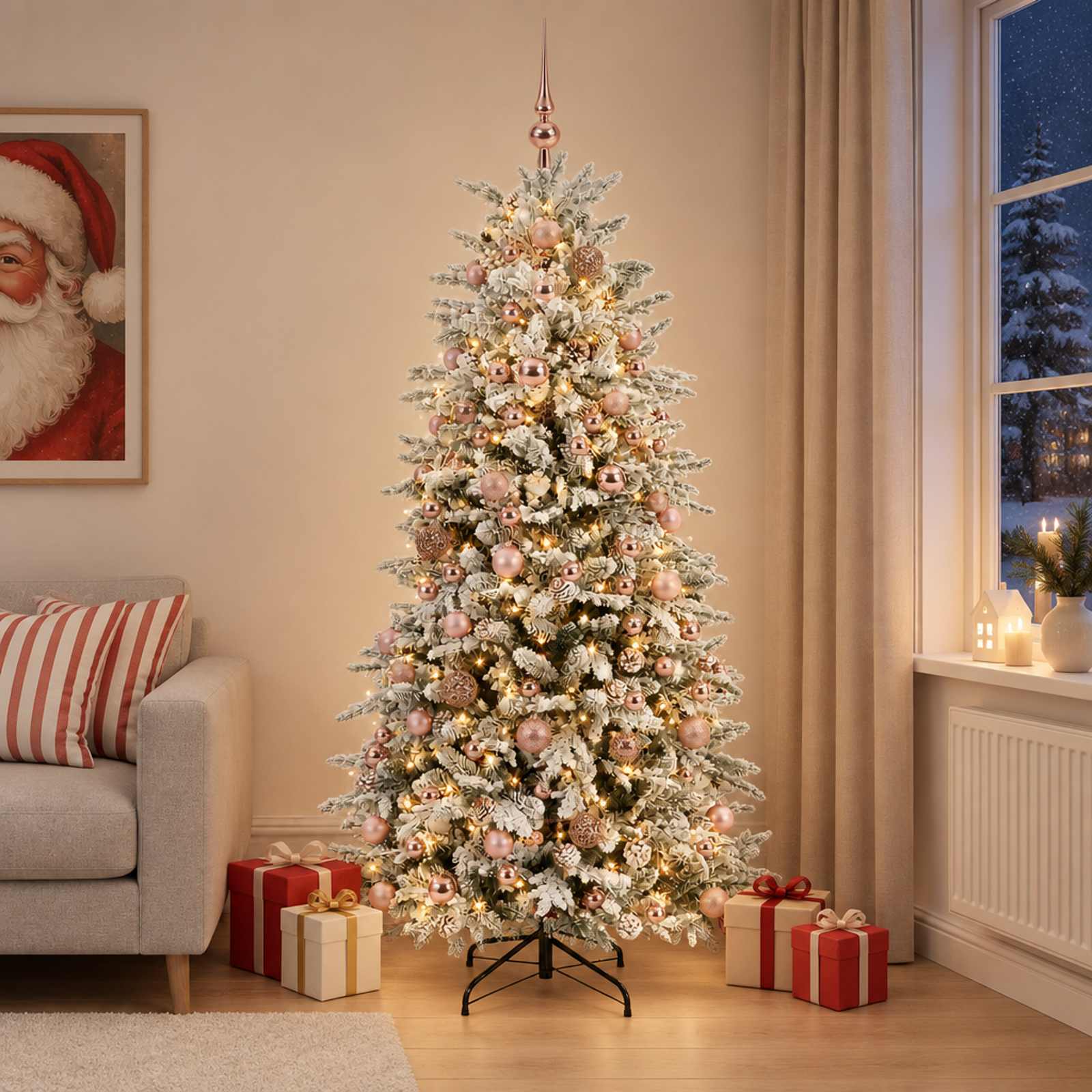 Albero di Natale Artificiale con Rami Pieghevoli 210 cm 300 LED