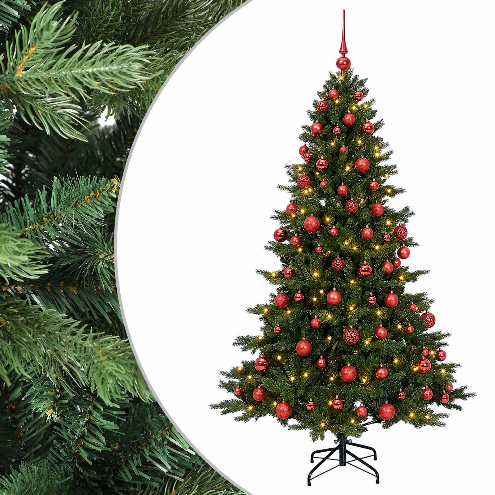 Albero di Natale artificiale con palline 180 cm 300 LED