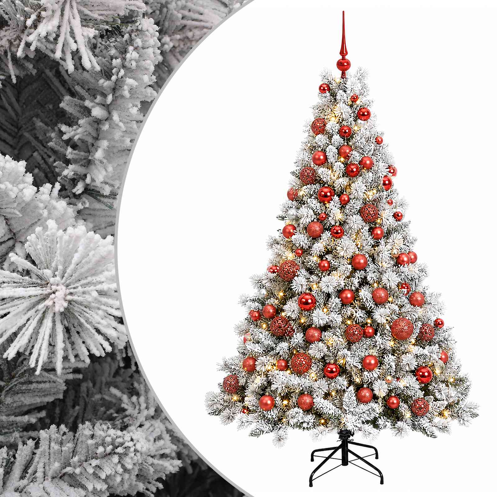 Albero di Natale Artificiale con Palline 210 cm 300 LED