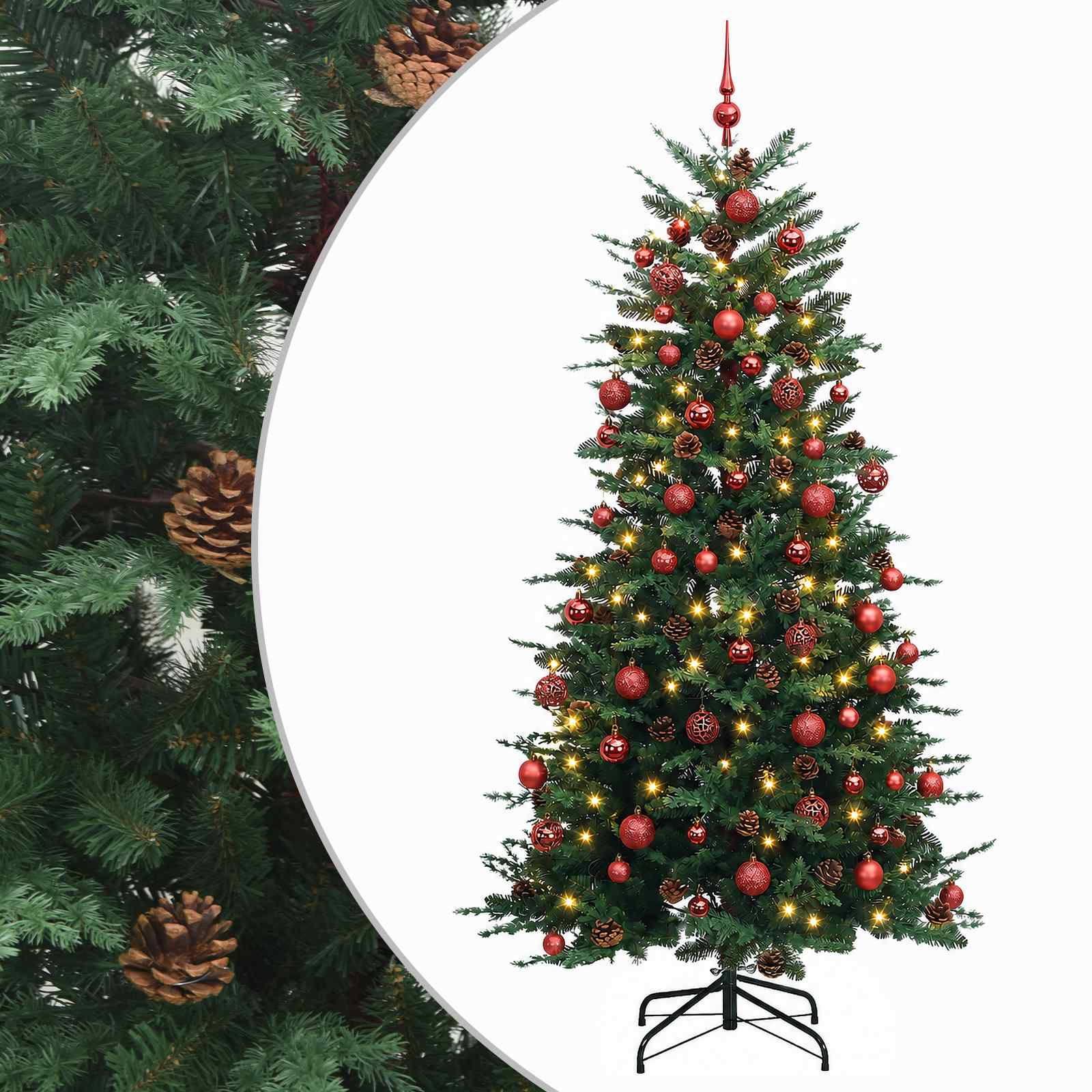 Albero di Natale Artificiale con Rami Pieghevoli 180 cm 300 LED
