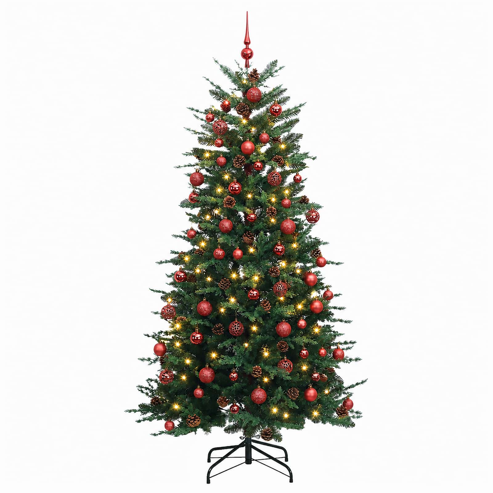 Albero di Natale Artificiale con Rami Pieghevoli 180 cm 300 LED