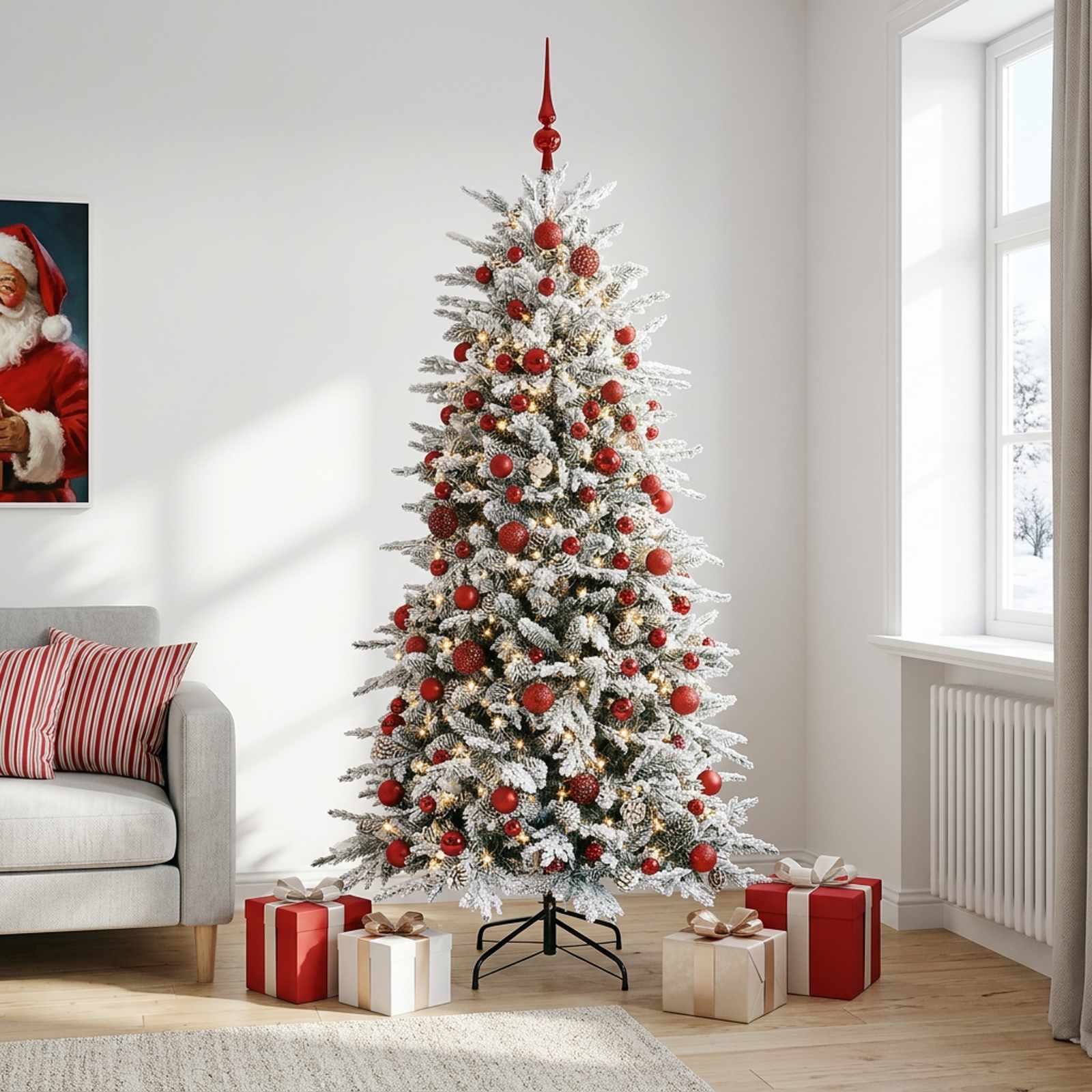 Albero di Natale artificiale con palline 210 cm 300 LED