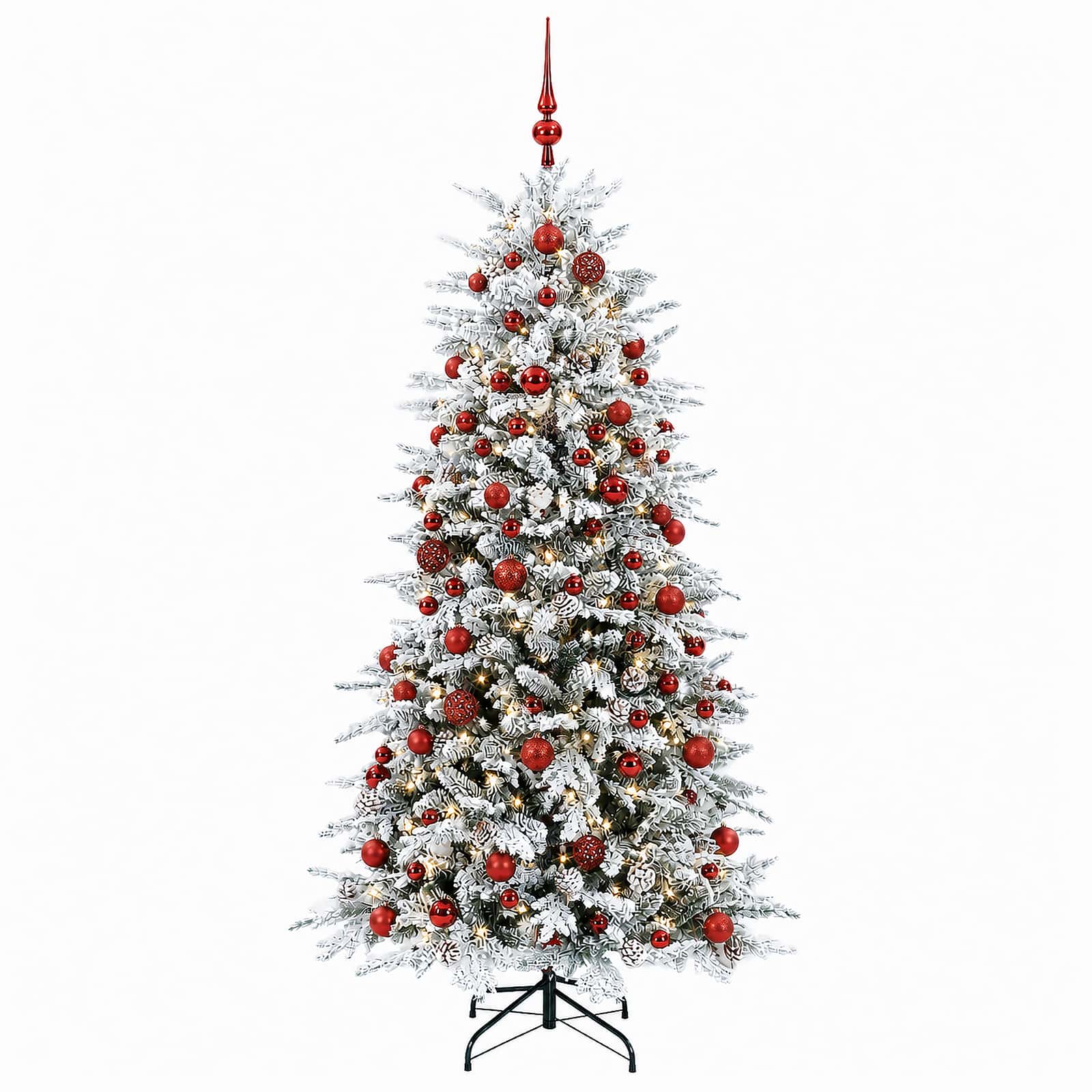 Albero di Natale artificiale con palline 210 cm 300 LED