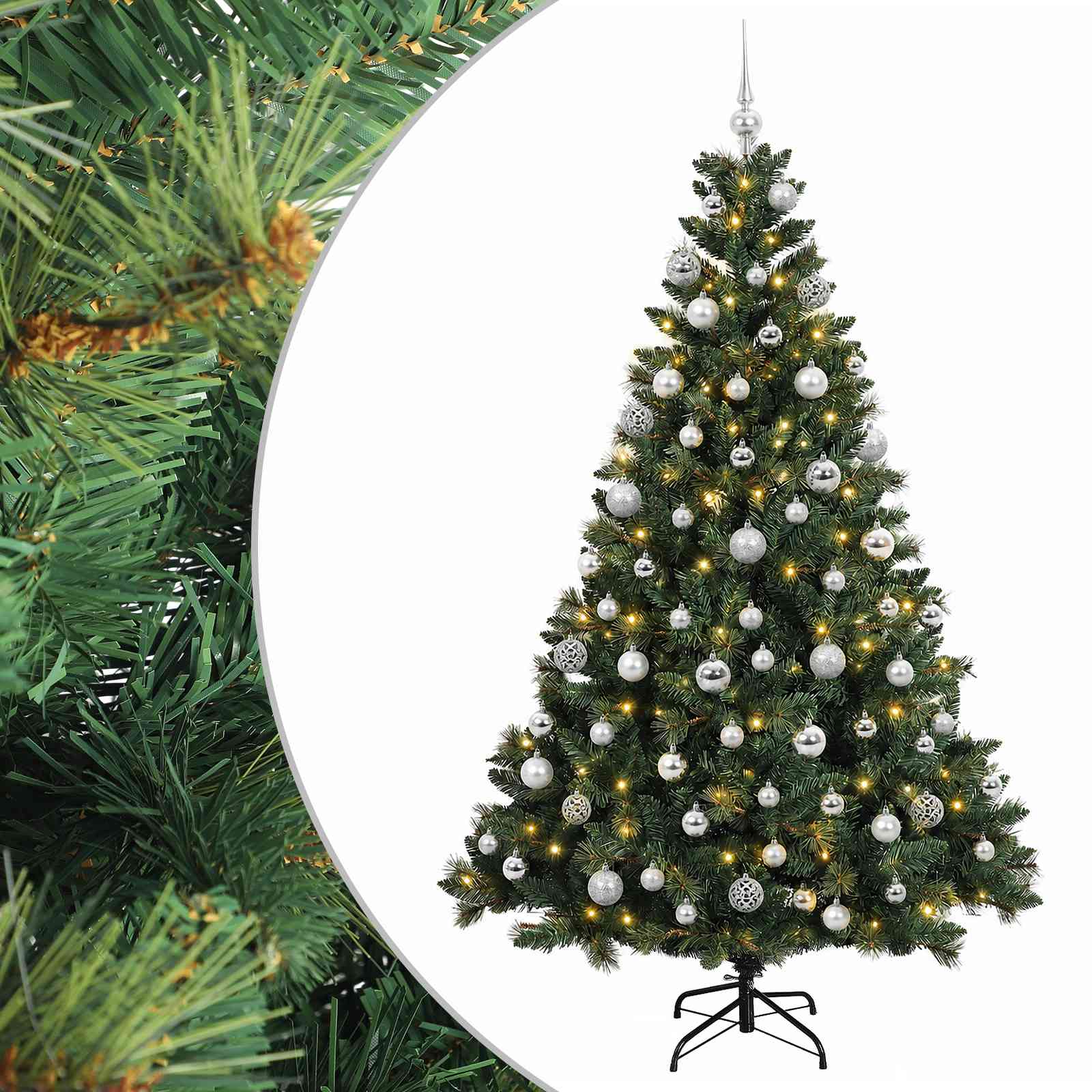Albero di Natale Artificiale con Palline 210 cm 300 LED