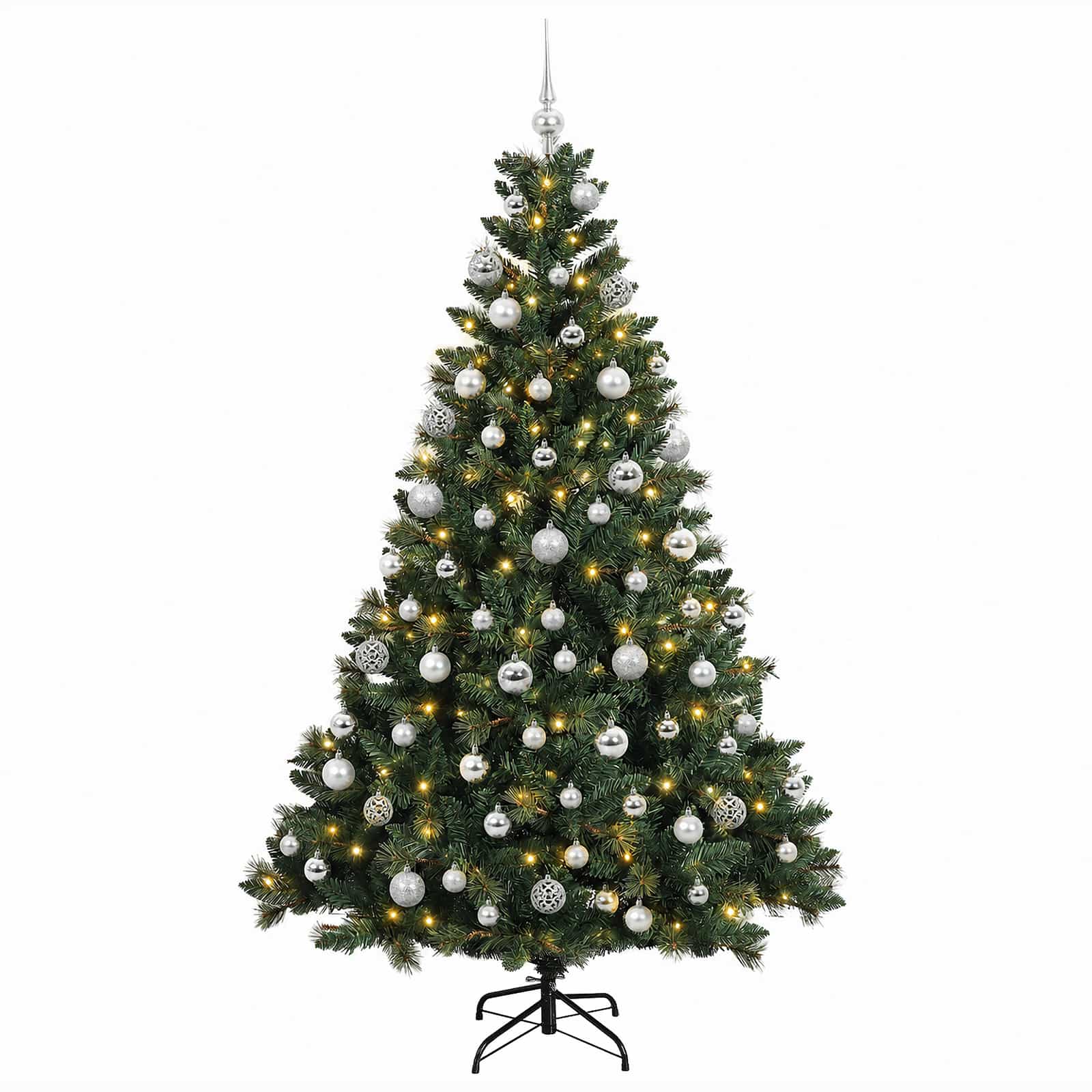 Albero di Natale Artificiale con Palline 210 cm 300 LED