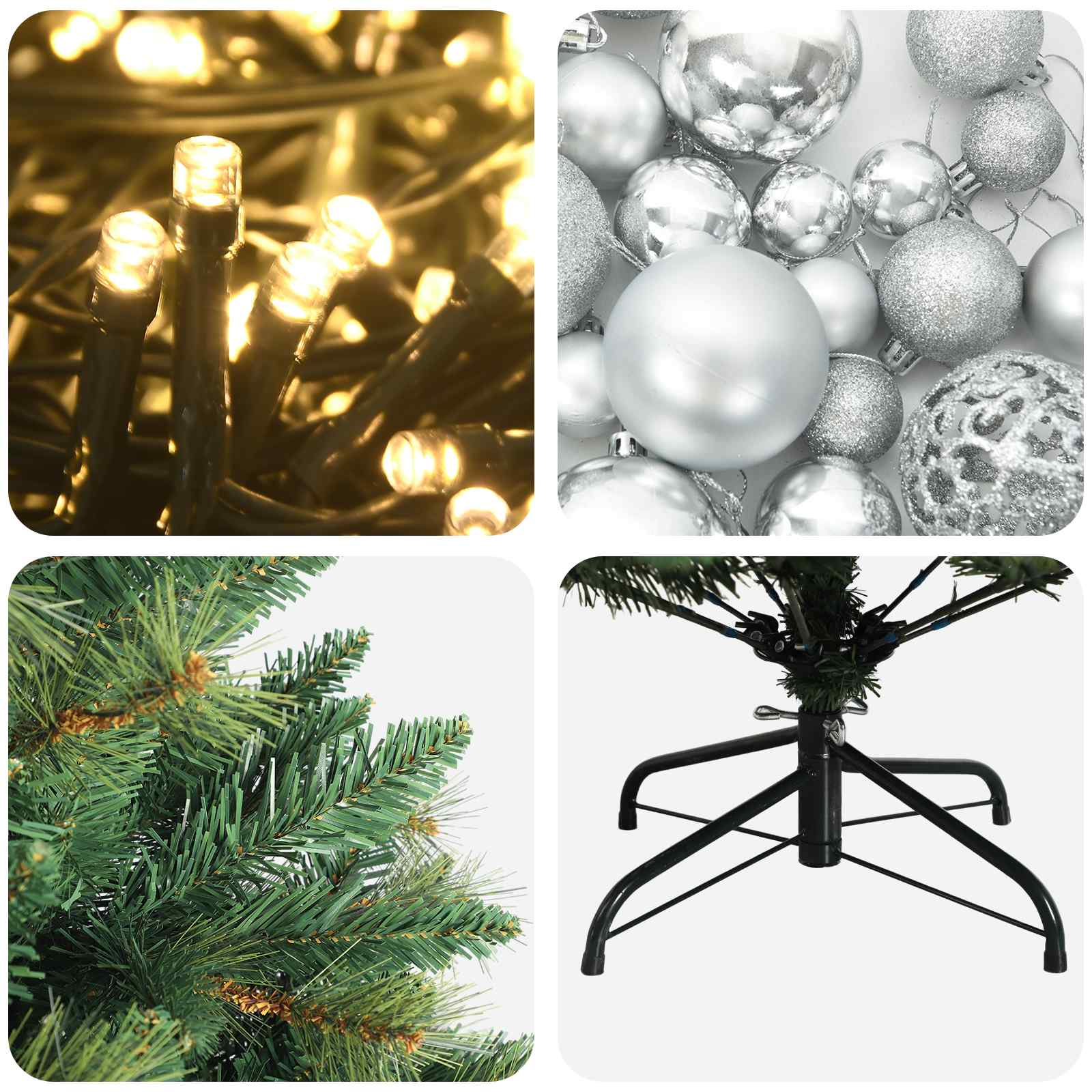 Albero di Natale Artificiale con Palline 210 cm 300 LED