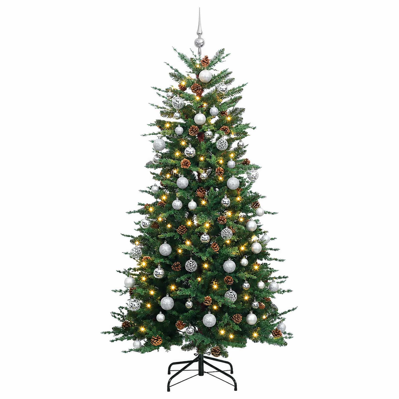 Albero di Natale Artificiale con Rami Pieghevoli 240 cm 300 LED