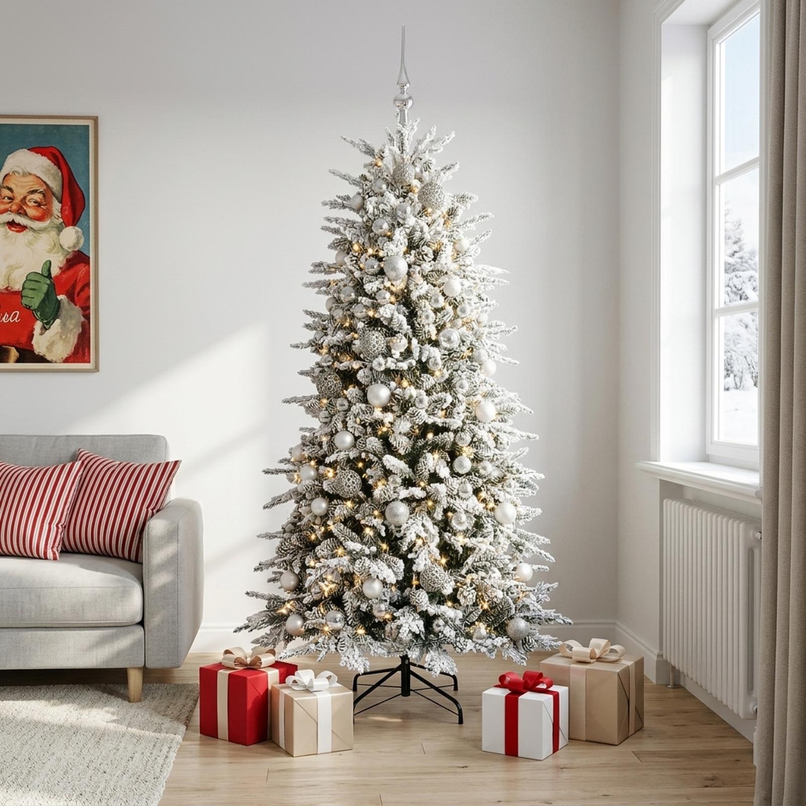 Albero di Natale Artificiale con Rami Pieghevoli 180 cm 300 LED