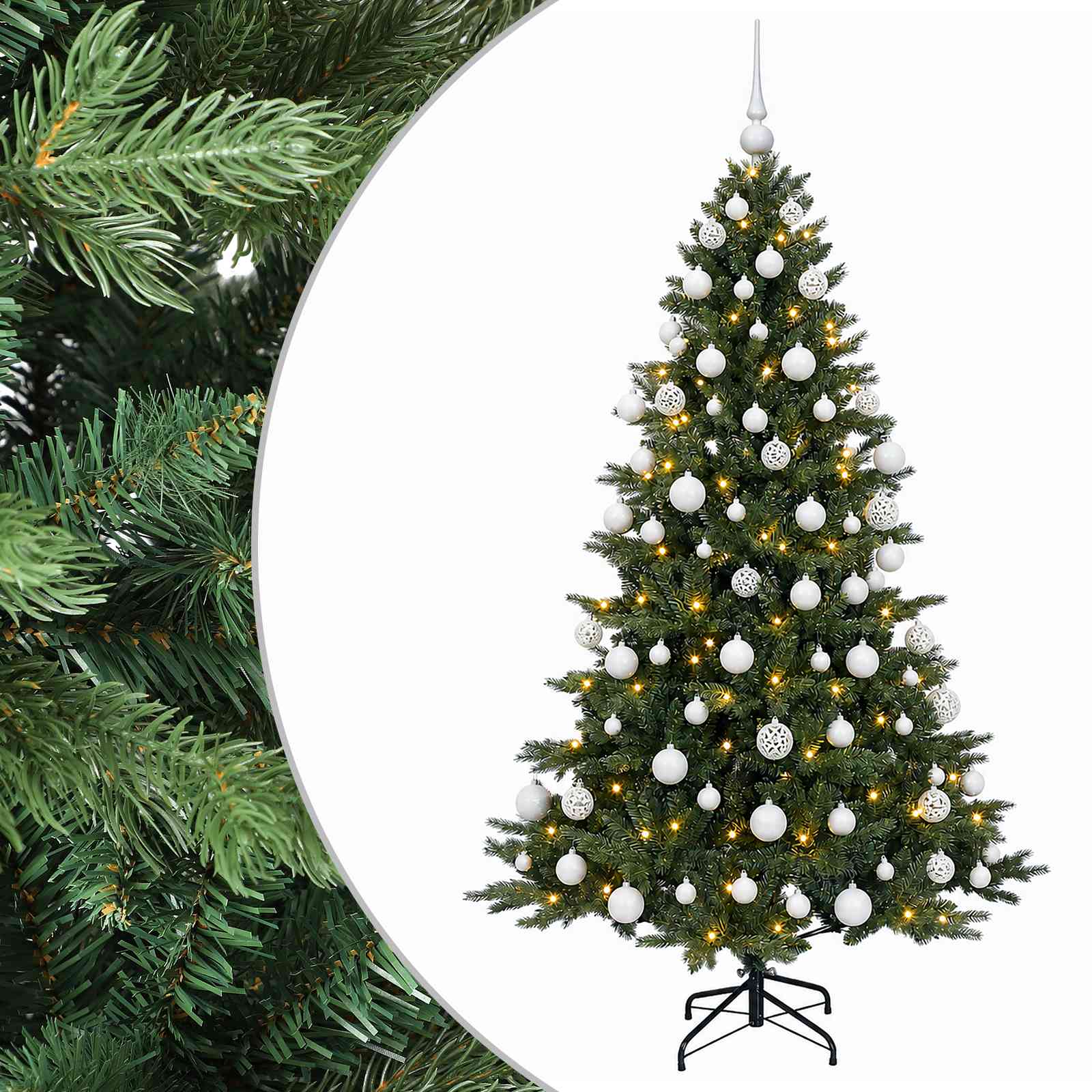 Albero di Natale artificiale con palline 240 cm 300 LED