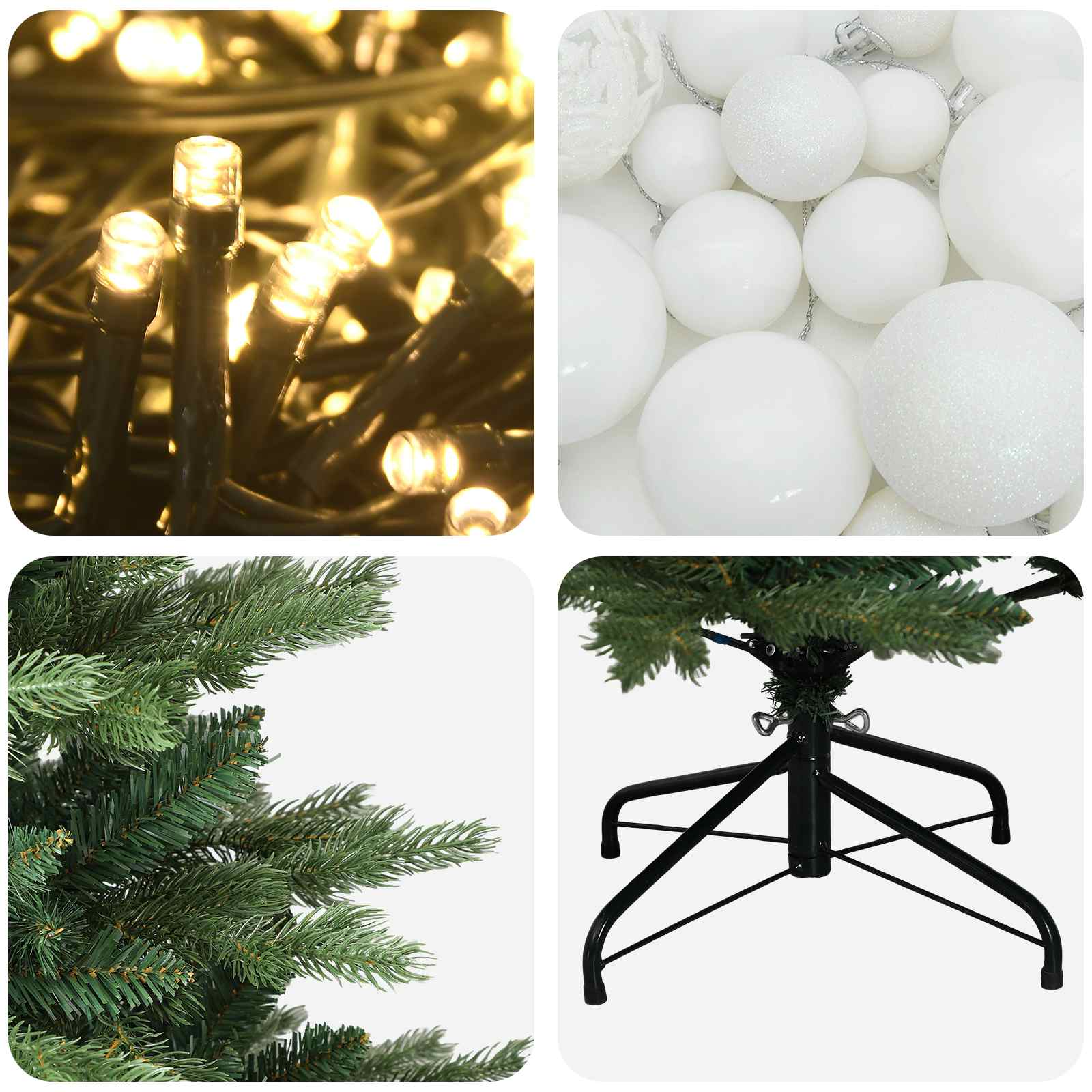 Albero di Natale artificiale con palline 240 cm 300 LED