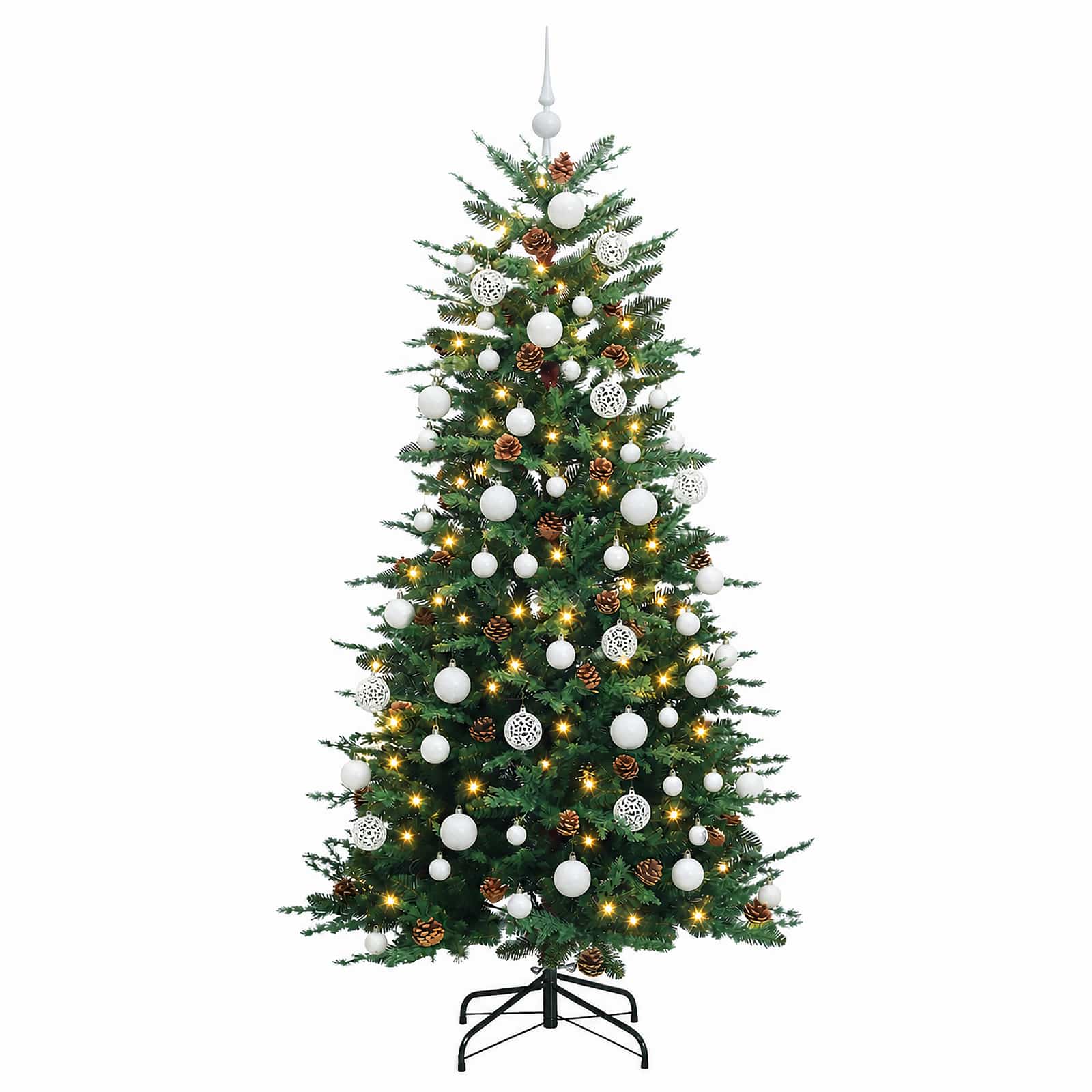 Albero di Natale Artificiale con Rami Pieghevoli 180 cm 300 LED