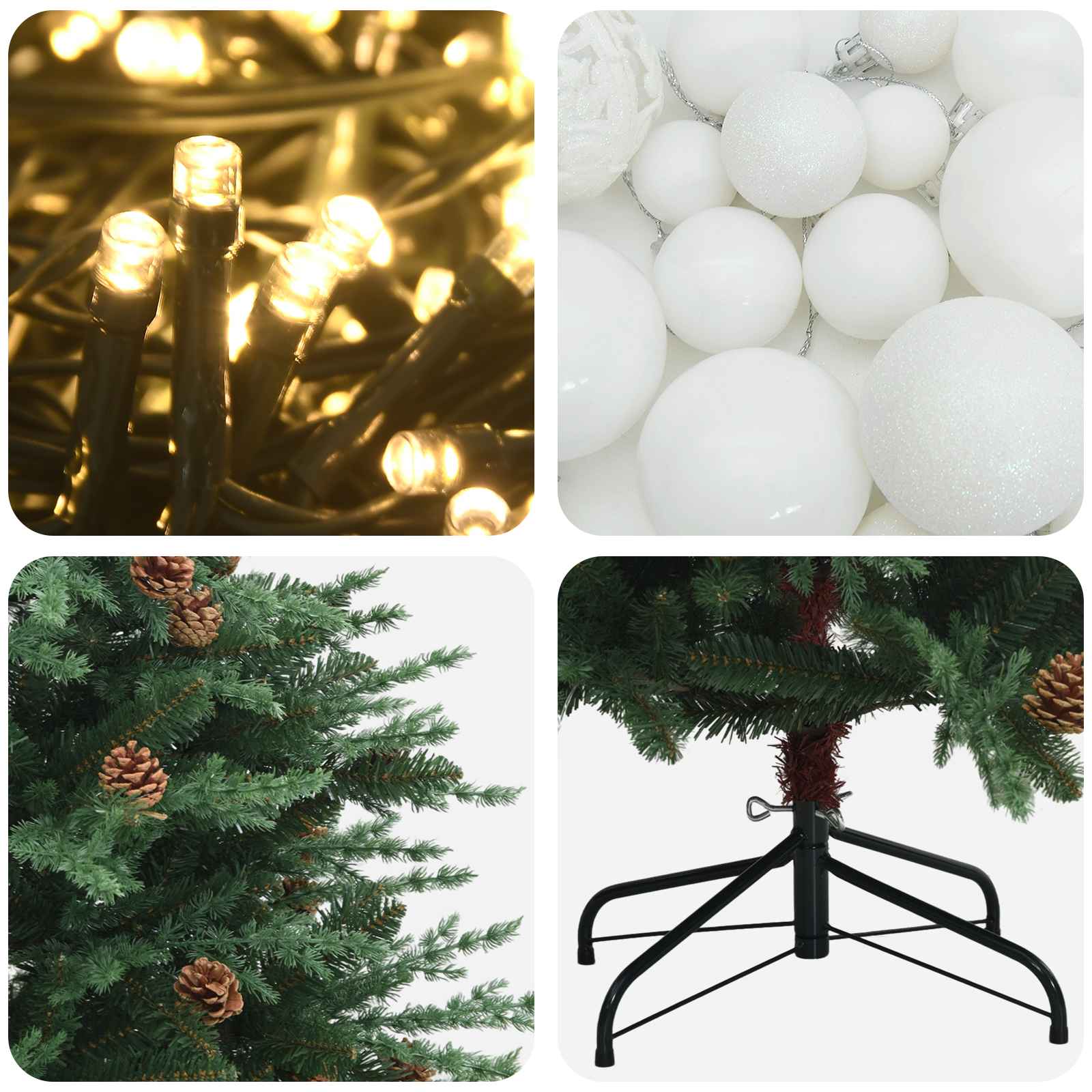 Albero di Natale Artificiale con Rami Pieghevoli 180 cm 300 LED