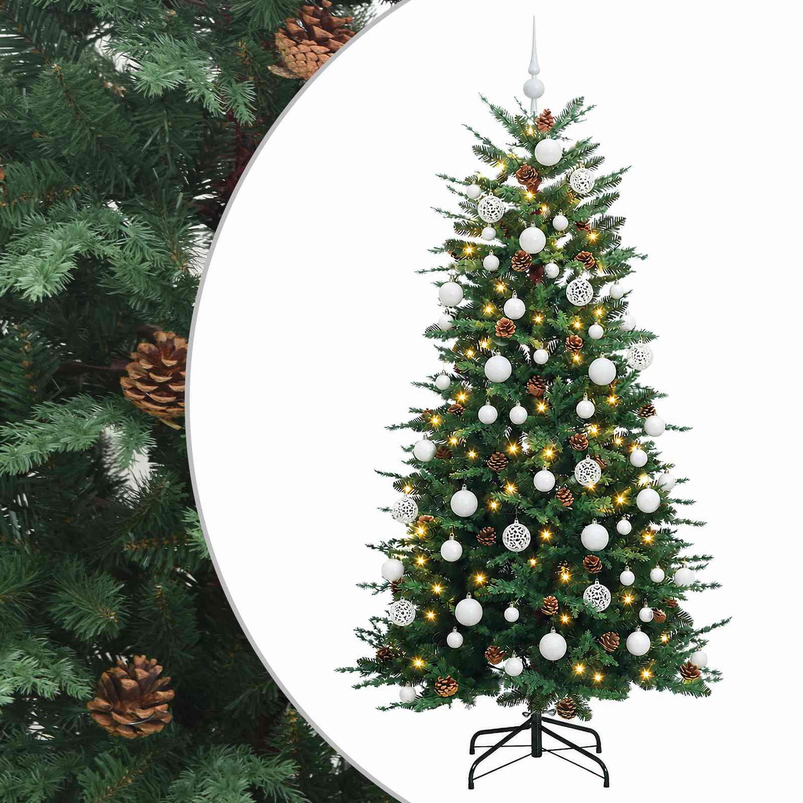Albero di Natale Artificiale con Rami Pieghevoli 240 cm 300 LED