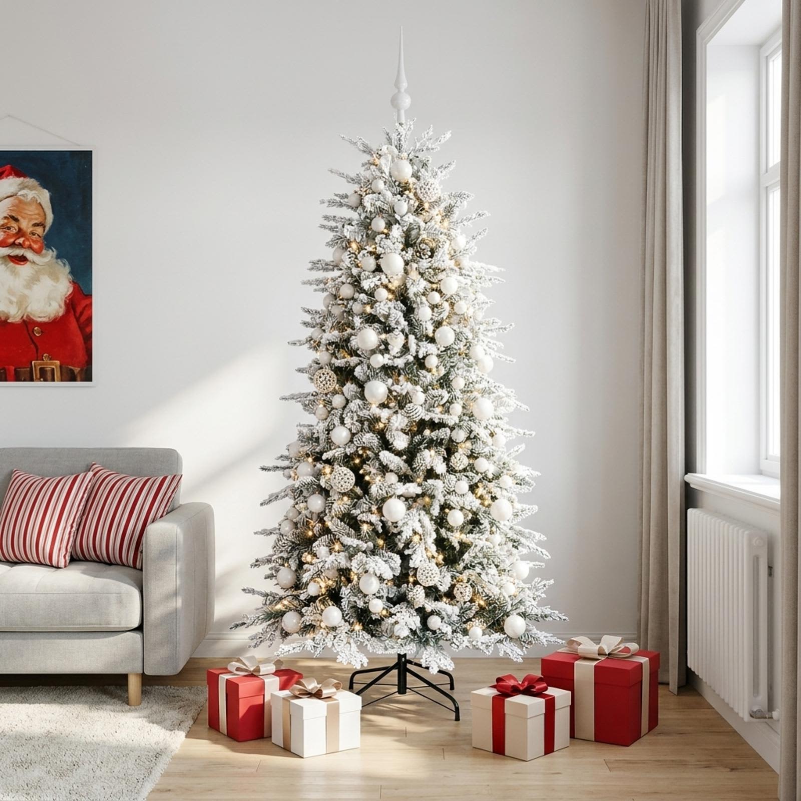 Albero di Natale Artificiale con Rami Pieghevoli 180 cm 300 LED