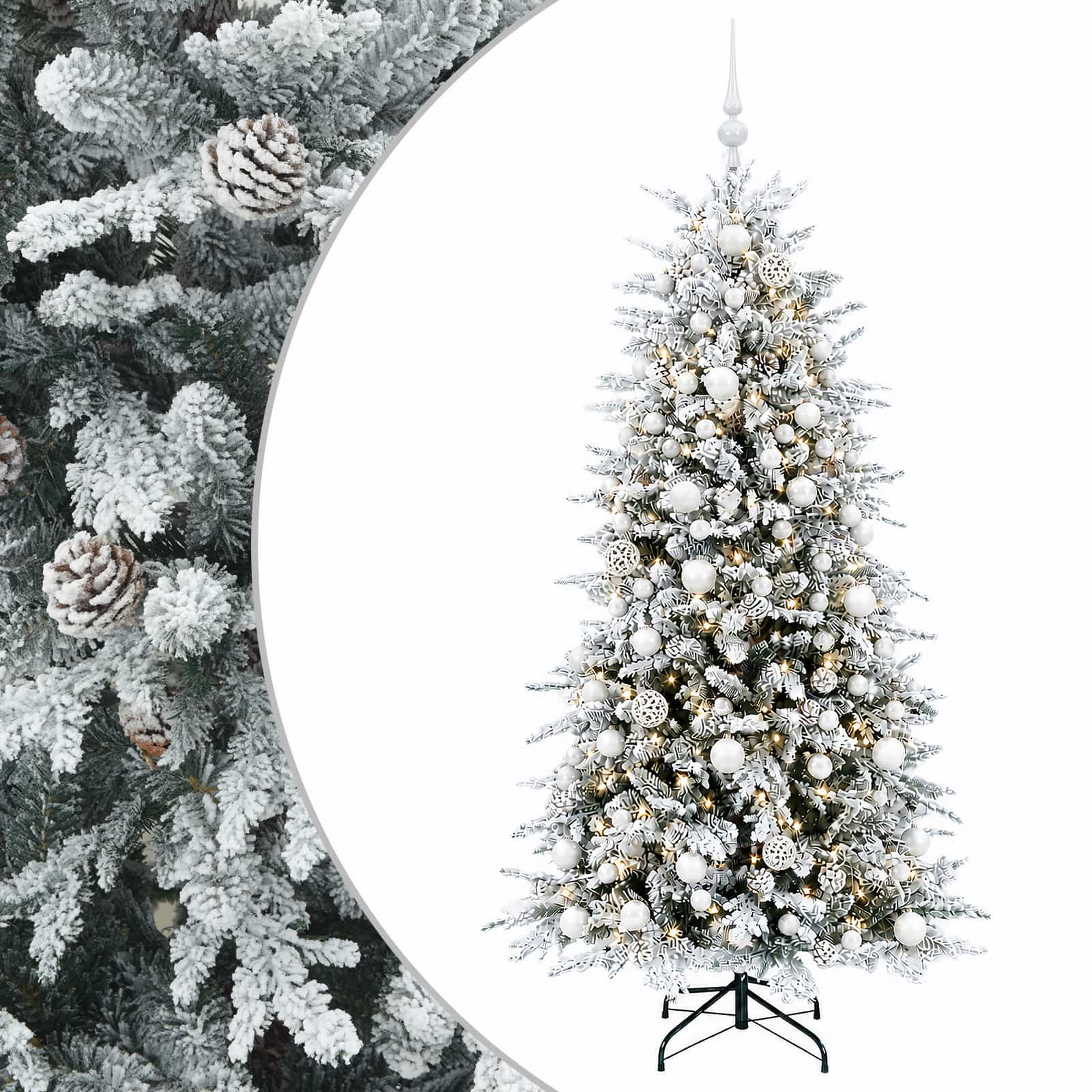 Albero di Natale Artificiale con Rami Pieghevoli 180 cm 300 LED