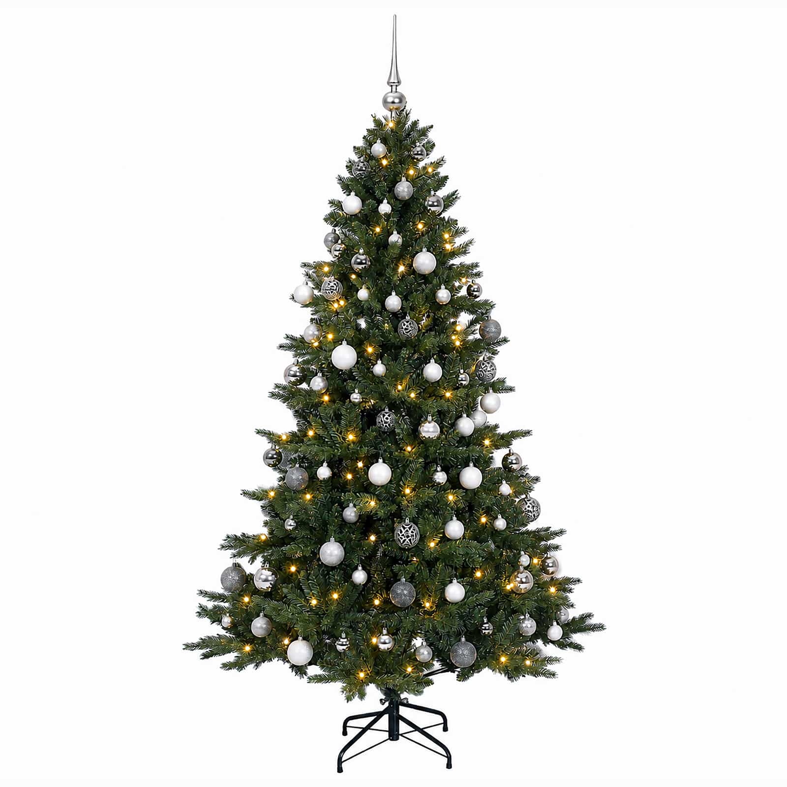 Albero di Natale artificiale con palline 210 cm 300 LED