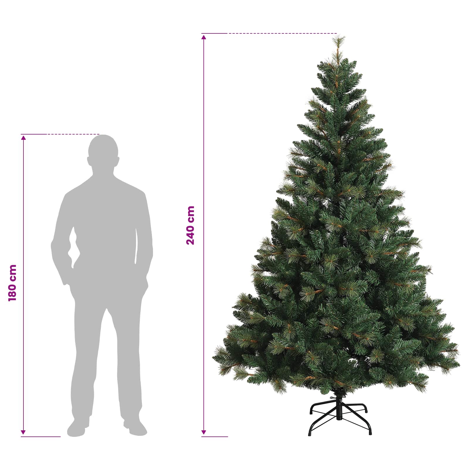 Albero di Natale Artificiale con Palline 240 cm 300 LED
