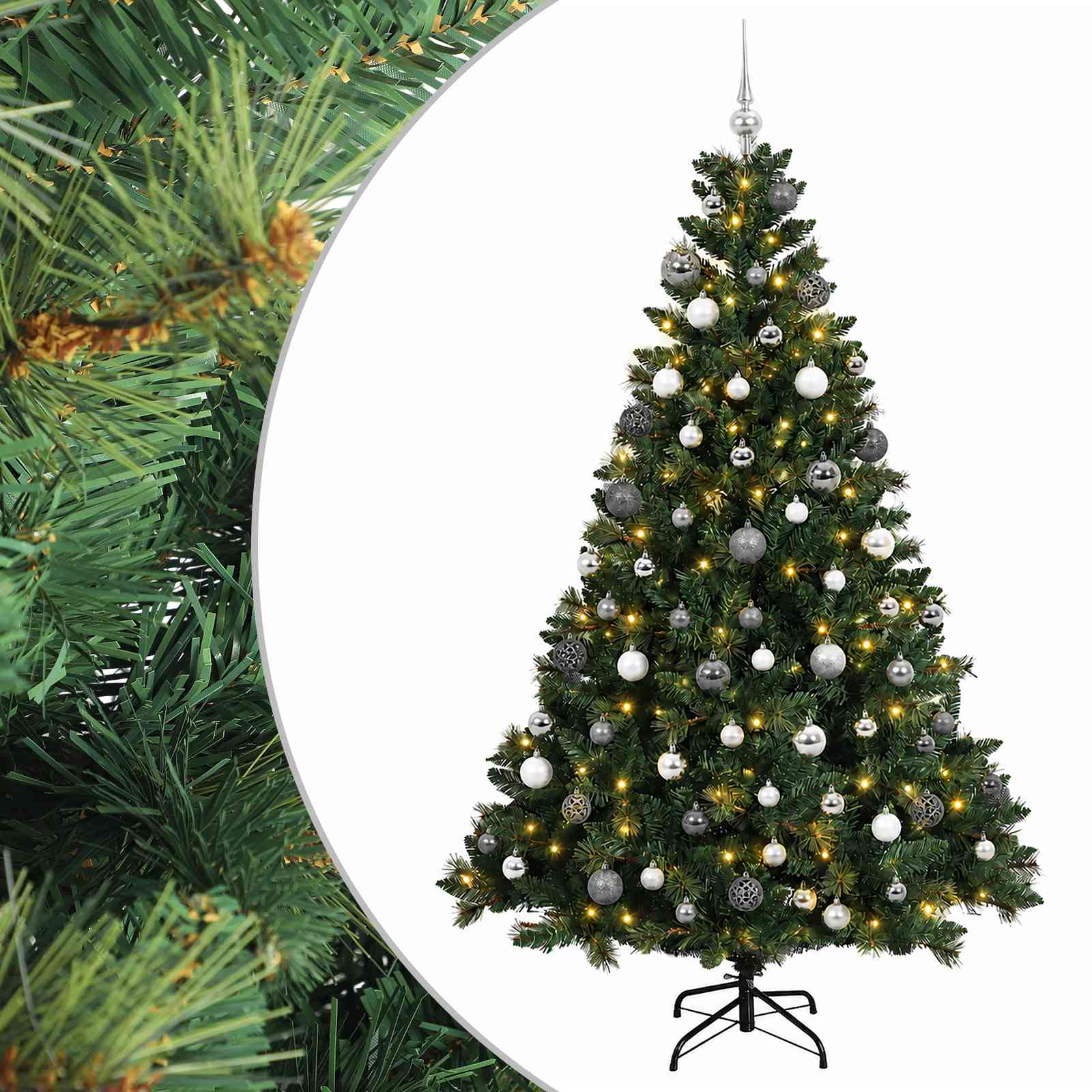 Albero di Natale Artificiale con Palline 240 cm 300 LED