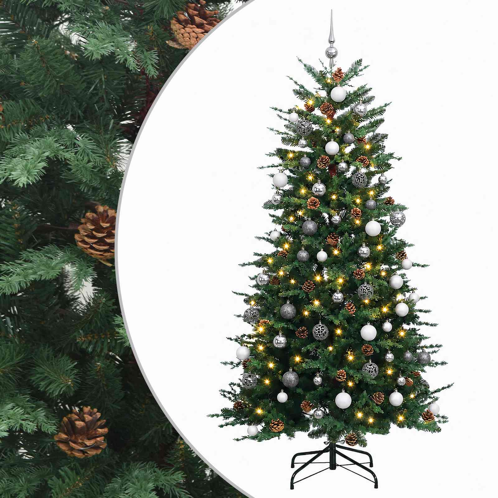 Albero di Natale Artificiale con Rami Pieghevoli 210 cm 300 LED